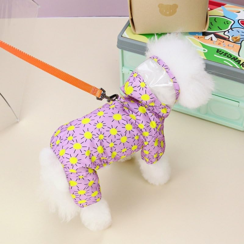 Cute Cartoon Waterproof Dog Raincoats for Small Dogs with Clear Hood and Leash D-Ring Lightweight Pet Rain Jacket Puppy Poncho Clothes (Purple;, XL)