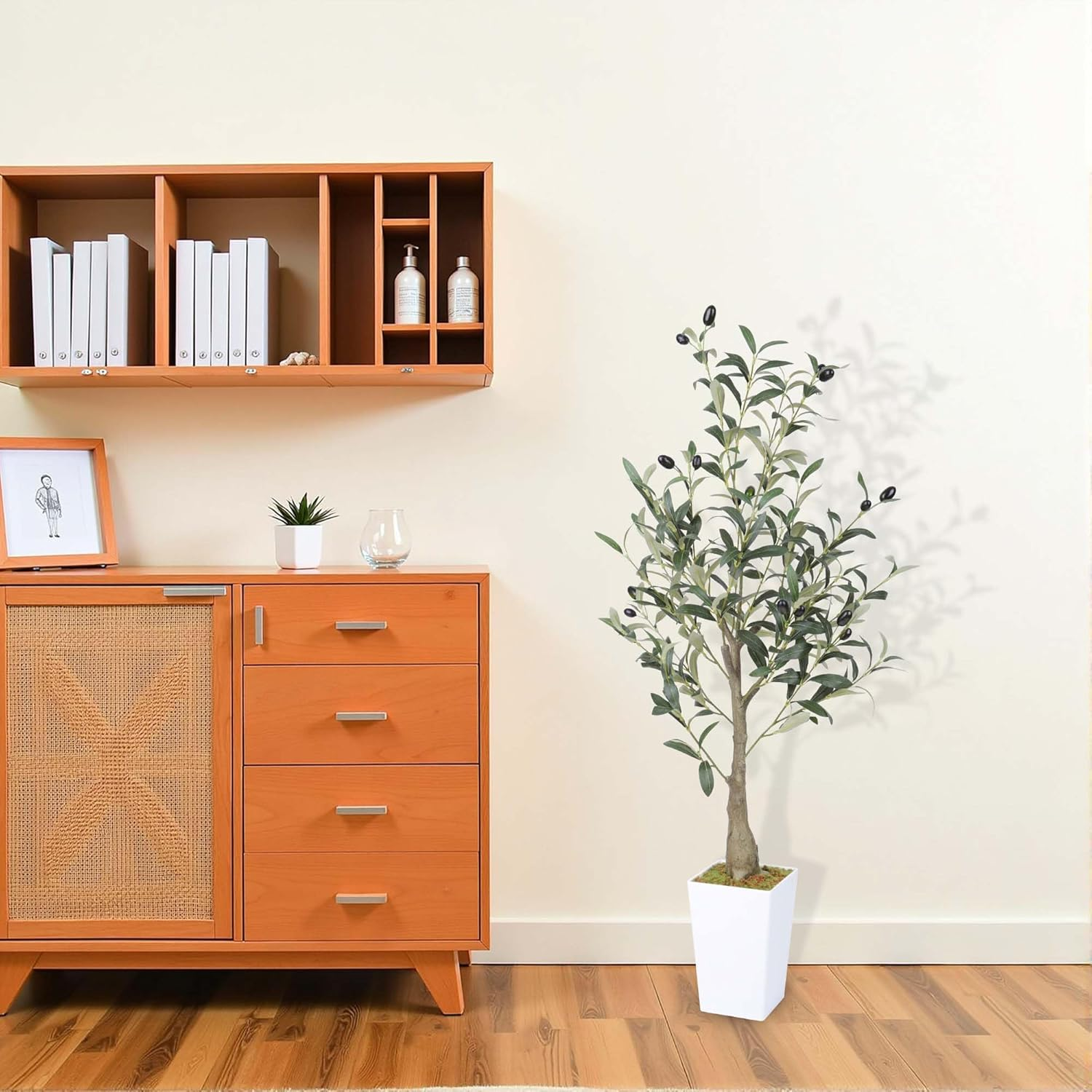 Artificial Olive Tree 95Cm/36Inche Faux Olive Tree Fake Olive Branch and Lifelike Fruits Potted Plants for Indoor Outdoor Home Offices Store Decor image number 6