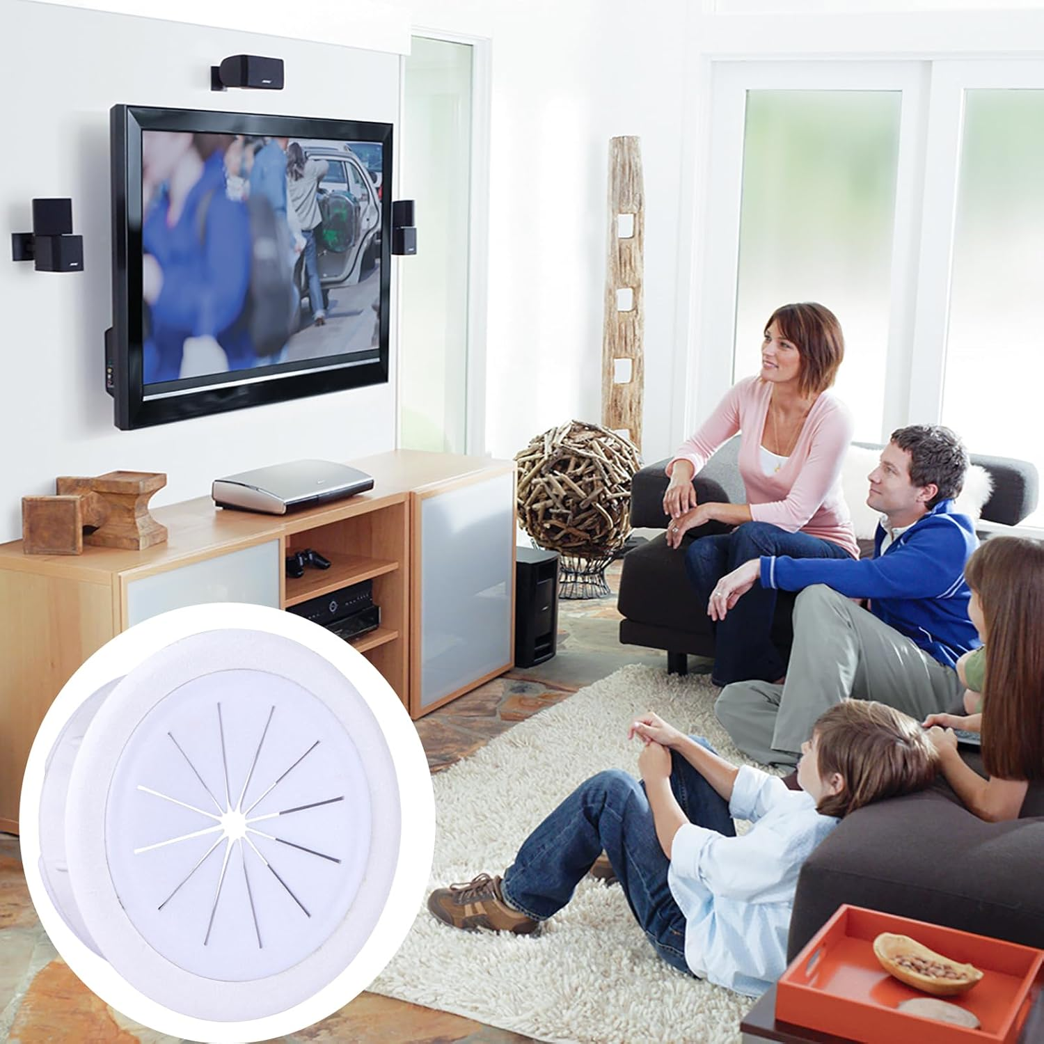 4 Pack TV Cord Hider for Wall Mounted TV - 2.36In (60Mm) Wire Hider Cable Grommet - in Wall Cable Management Kit for Office and Home image number 5