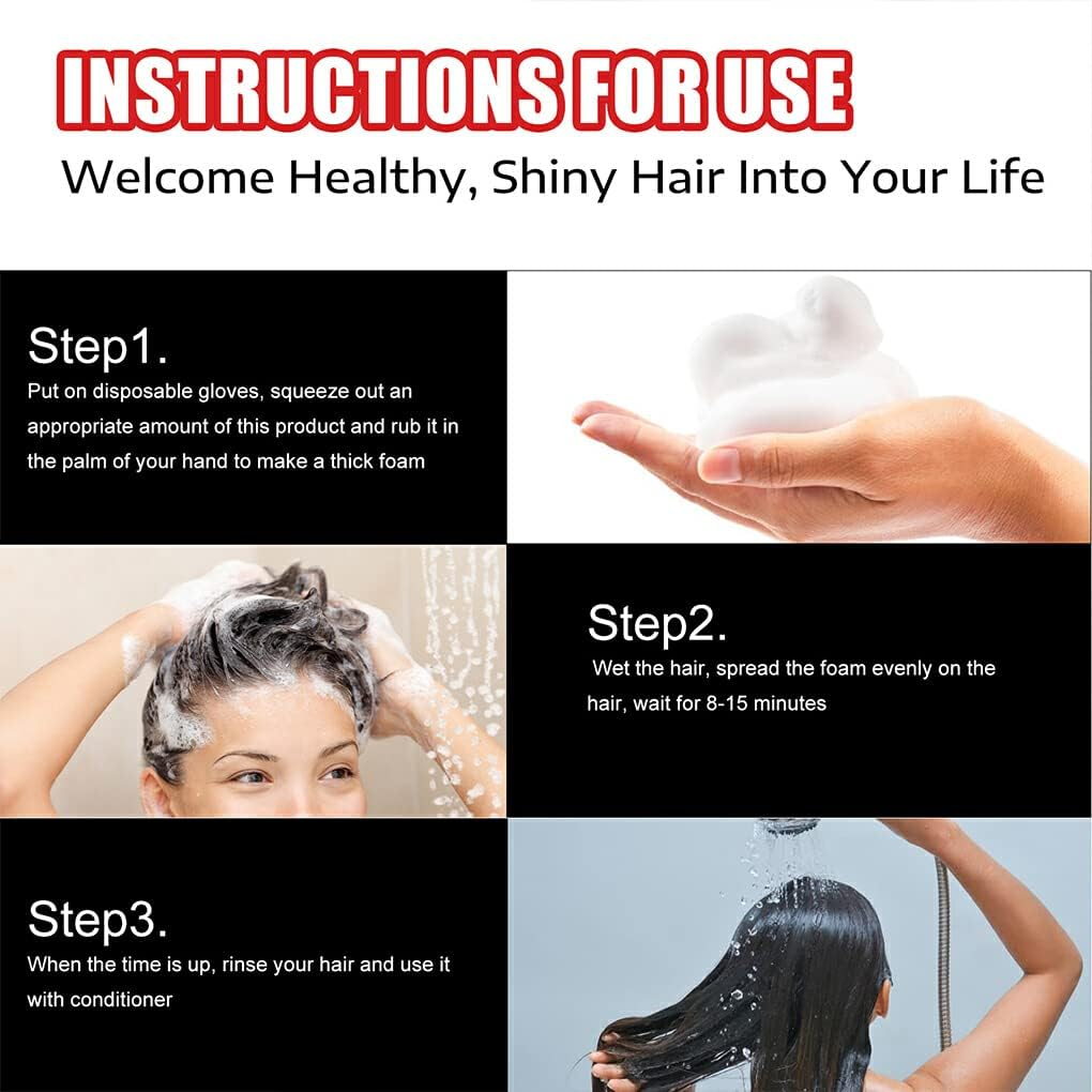 2 Pieces Women Anti-Loss Growth Hair Wash Dyeing Repair Darkening Nourishing Hydrating Hairwash Cleaning Tool image number 5