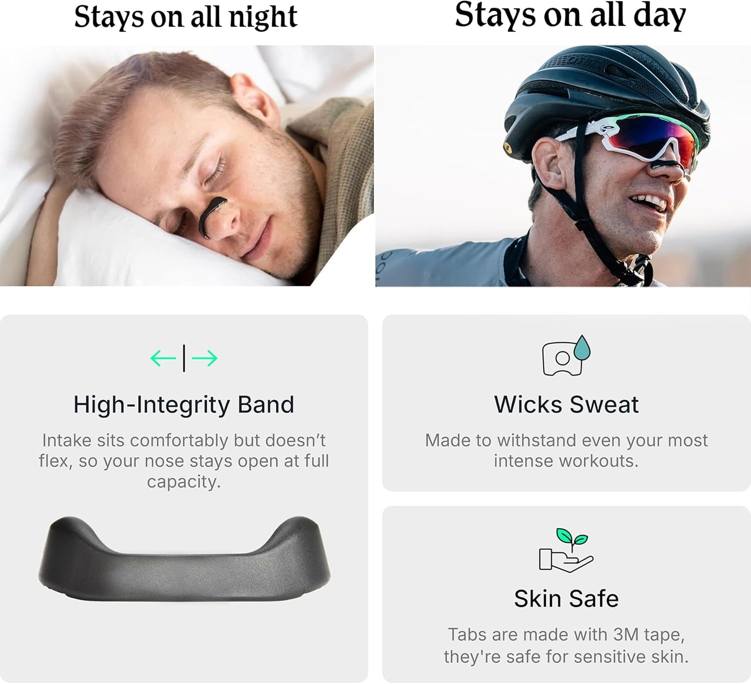 Nasal Strip, IGGDOQI 60 Pcs Anti-Snoring Sleep Nose Strips, Intake Breathing Nose Magnets, Boost Oxygen Intake, Reduce Snoring, Improve Sleep Quality, for Men & Women (Black) image number 2