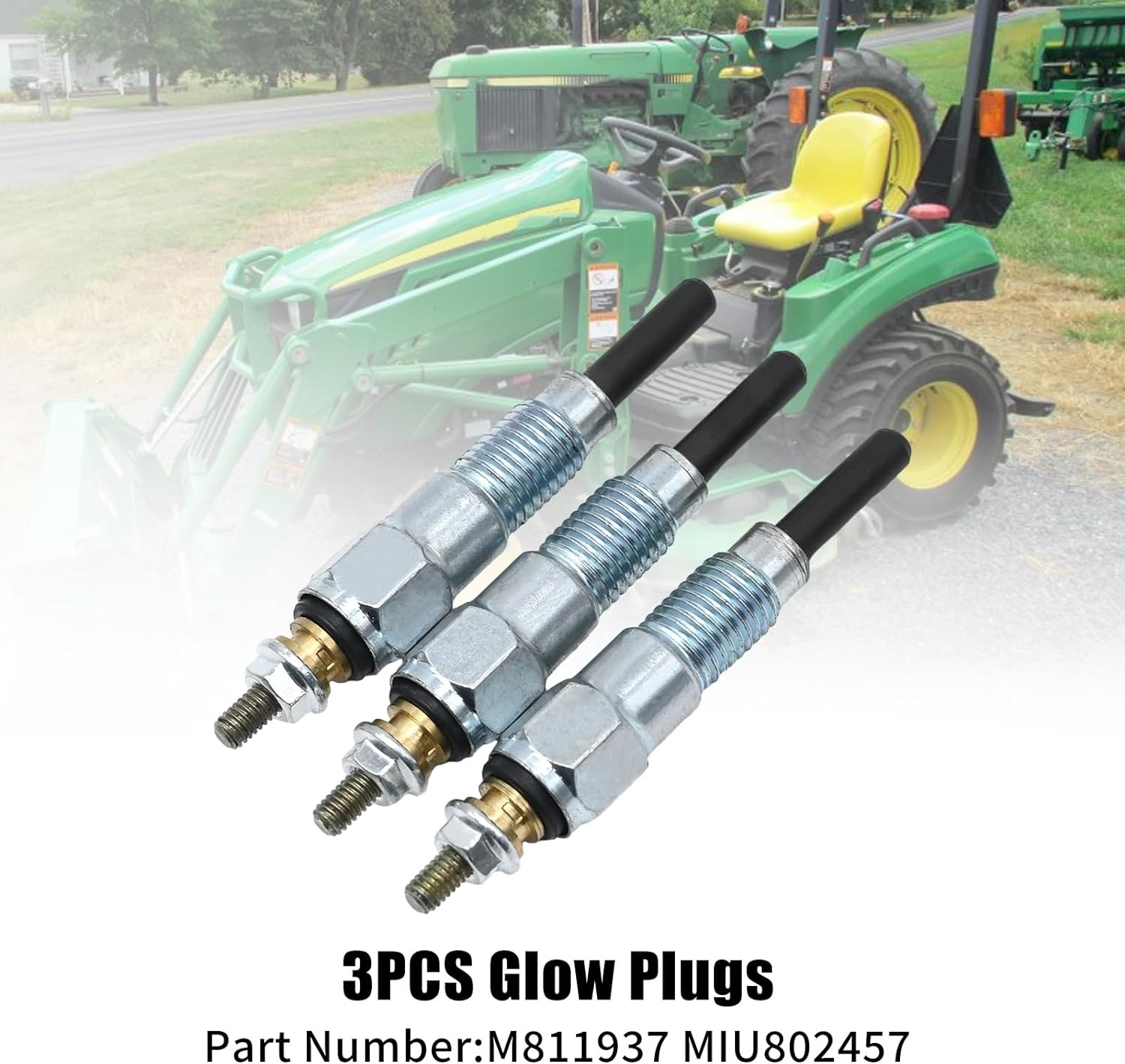 MDEOOSKY 3 Pcs Glow Plugs Replacement for John Deere X495 X595 X740 X744 X748 X749 X750 X754 X758 1435 1023E 1025R 1026R 2025R 2026R 2305 2320 2030A 850D 855D, M811937 MIU802457 image number 5