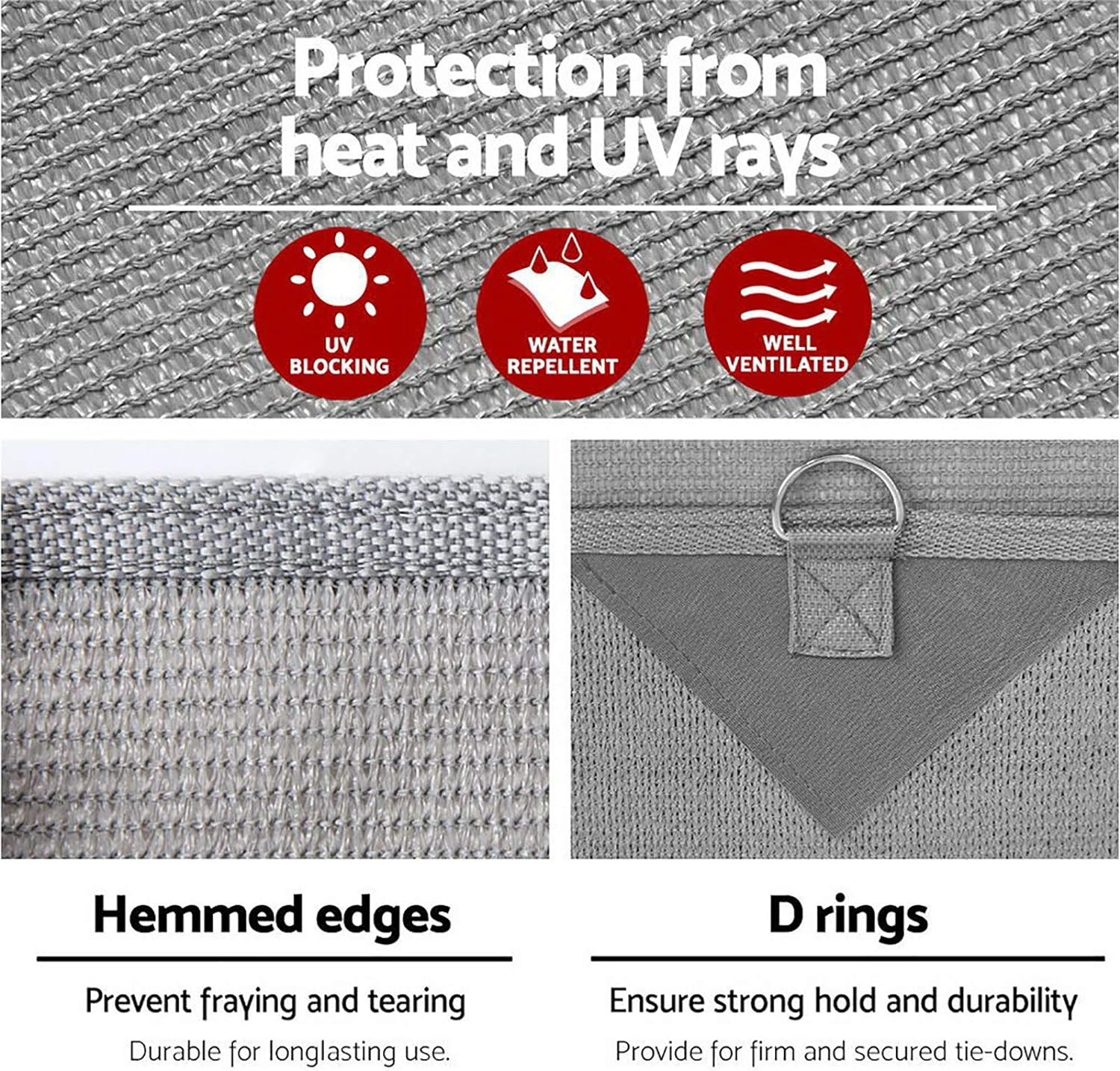 Weisshorn Caravan Awnings, 3.7 X 1.95M Roll Out Privacy Screens Sun Shade Car End Side Wall Awning Outdoor Travel Garden Balcony Accessories, with Carry Bag Ropes Ground Pegs Grey image number 6