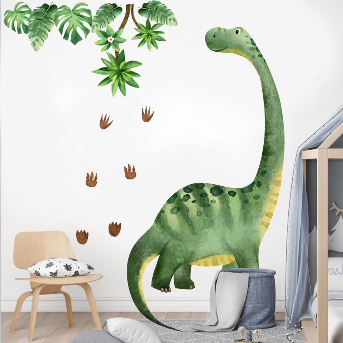 Large Dinosaur Wall Decals for Boys Bedroom Dino Footprints Wall Stickers Peel and Stick Baby Toddler Kids Room Wall Decor Murals for Nursery Daycare Classroom Decoration (KL-BM2063) image number 5