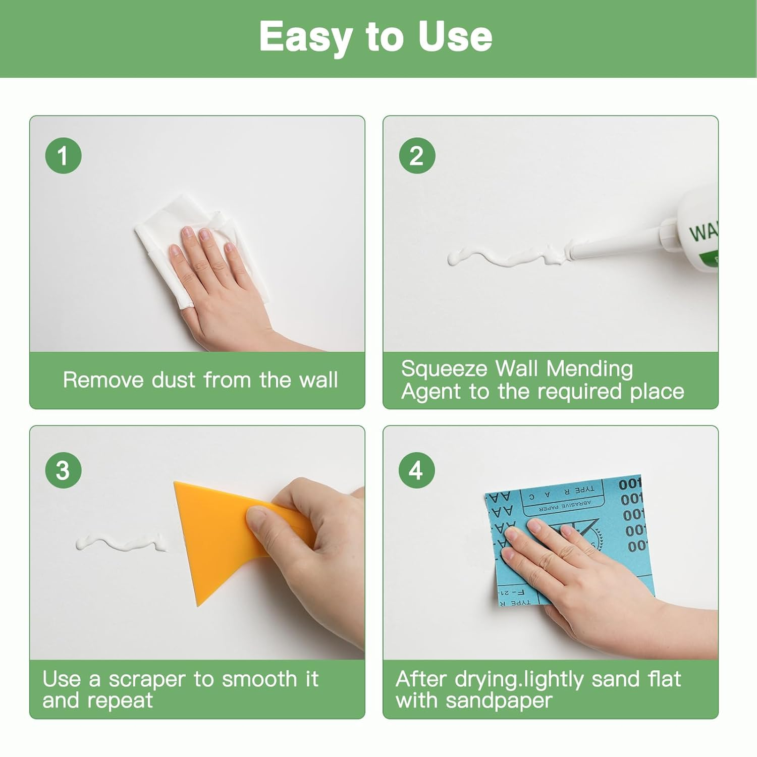 Wall Repair Agent Total 500G,Wall Repair Paste Kit,Wall Hole Filler, Mending Agent,Drywall Patch for Screw Hole,Wall Crack Stain Peel image number 3