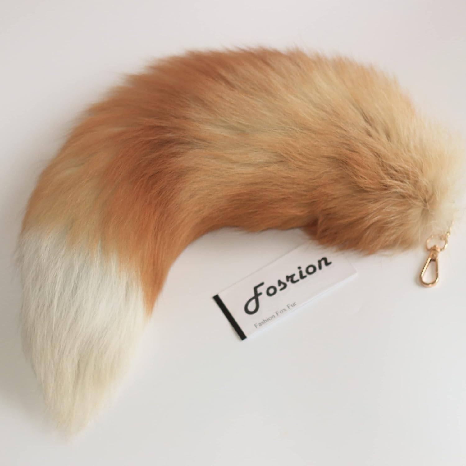 Fosrion Real Fox Tail Fur Hair Cat Bites Catching Hunting Toy (Orange, Only Tail)