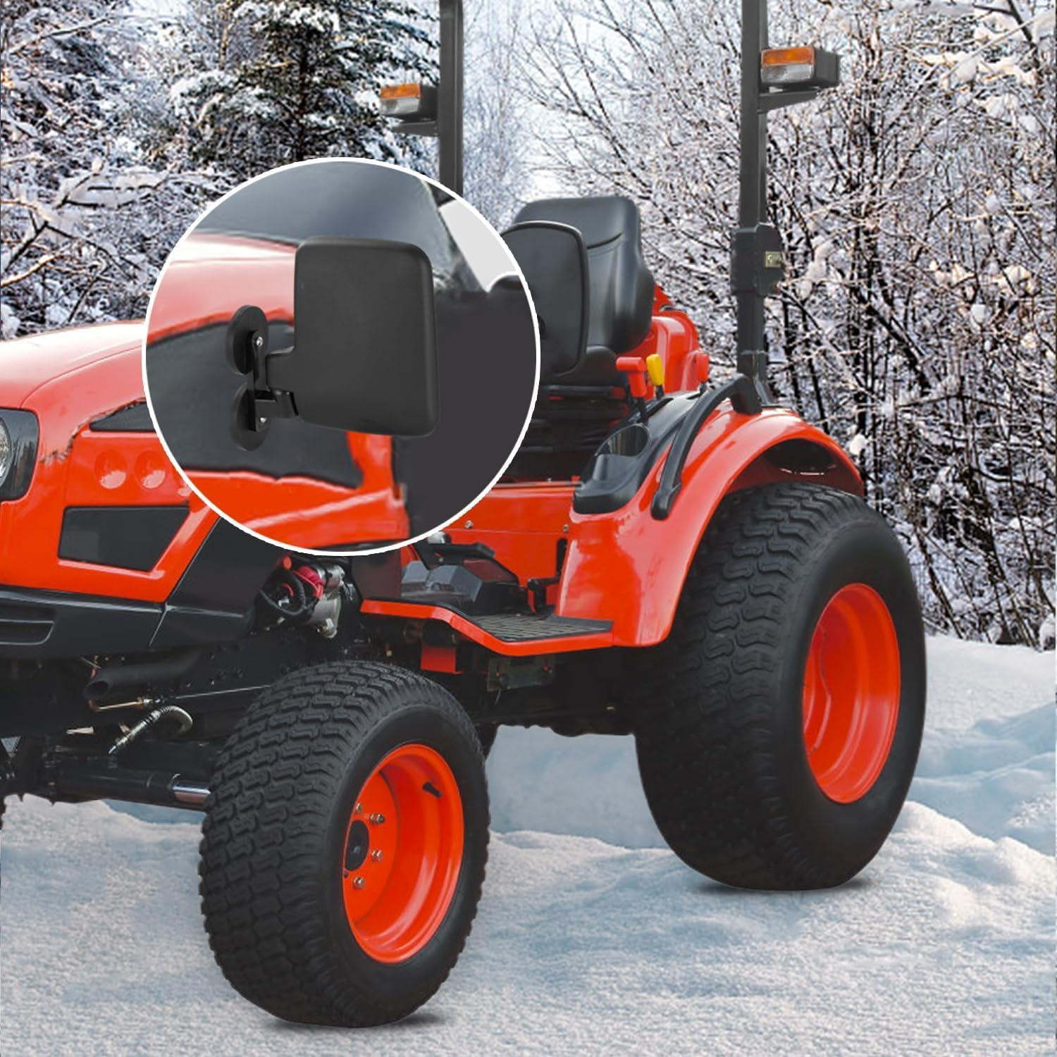 Universal Magnetic Side View Mirror No Drilling Magnet Mount Tractor Mirror Compatible with Kubota John Deere Yamaha Accessories image number 2