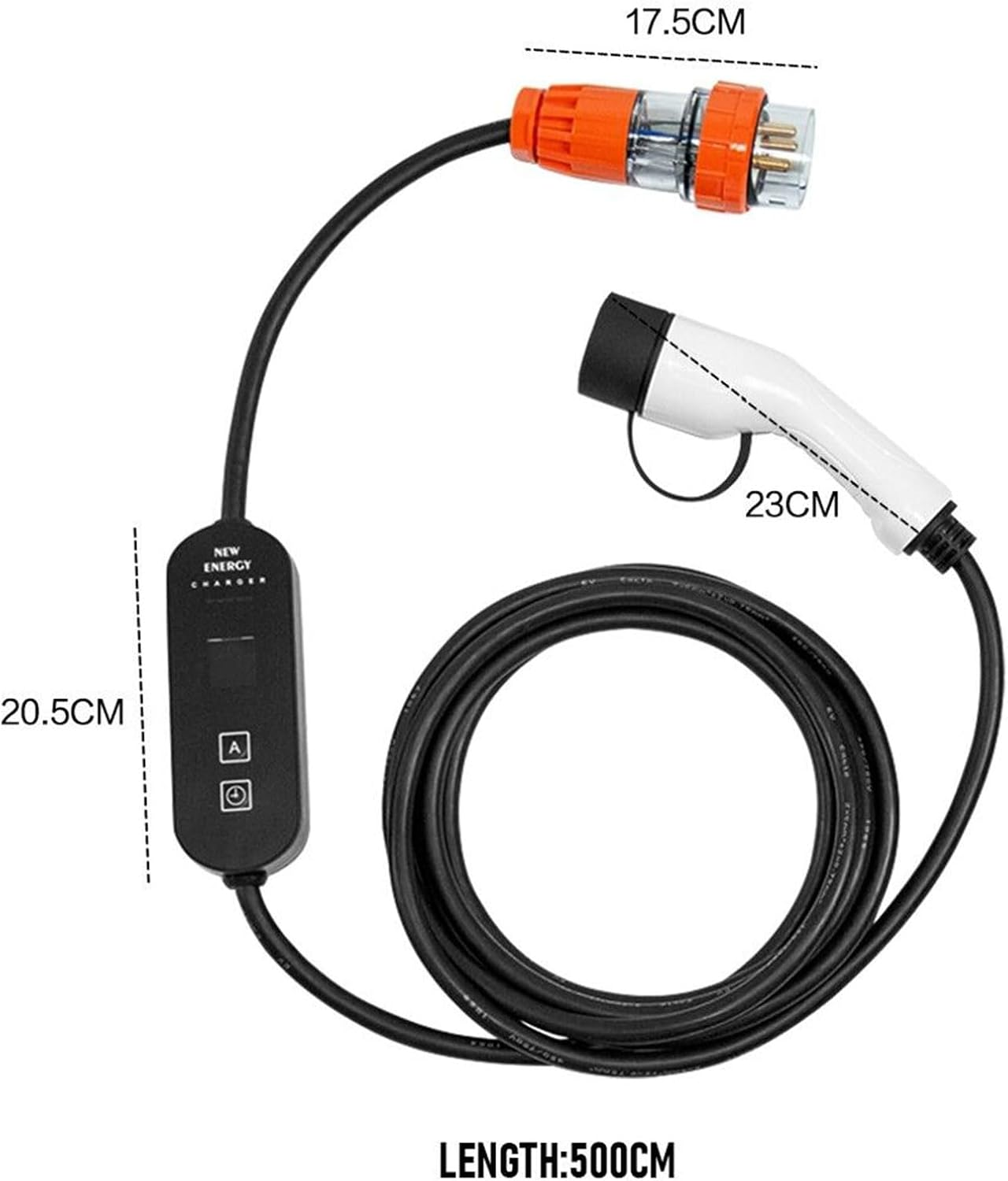 Type 2 EV Charger 32A 7KW, Single Phase EV Home Charger 8A-32A Adjustable Current with Portable Carry Bag/Lcd Display/3 PIN Plug, Geartronics Electric Vehicle Charging Station image number 2