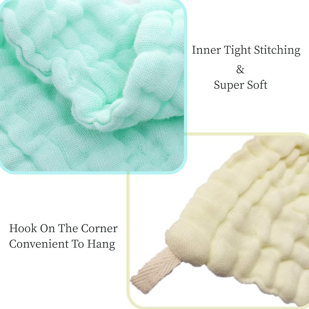 (Colorful) - 5PCS Premium Baby Muslin Washcloths, Super Soft Face Towel for Baby'S Delicate Skin, Natural Cotton 6 Layers, Comfortable Face Cloth, 25Cm X 25Cm Multicoloured image number 5