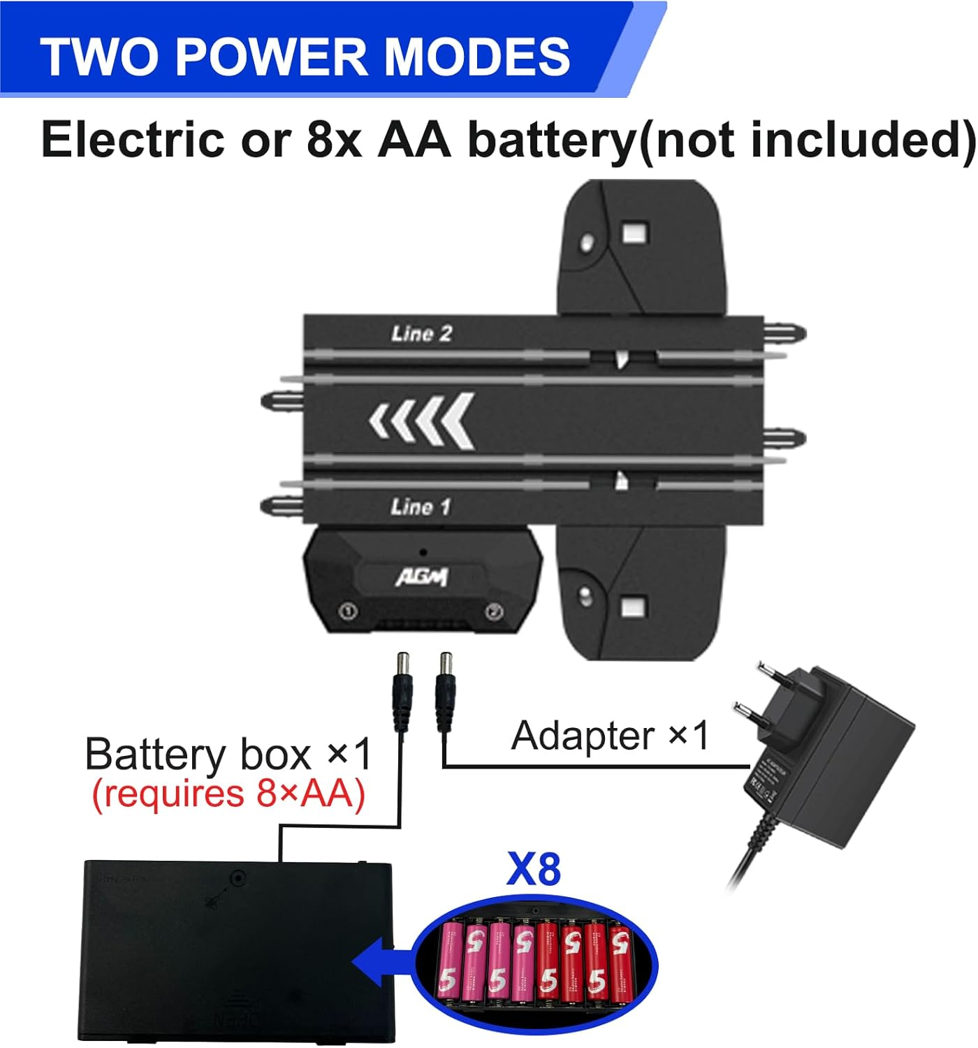 Slot Car Race Track Sets with 4 Light-Up Slot Cars, Battery or Electric Car Track, 2 Adjustable Speed Hand Controls, Track Parts and Lap Counter, Gifts Toys for Boys Girls Kids Age 4 5 6 7 8-12 image number 3