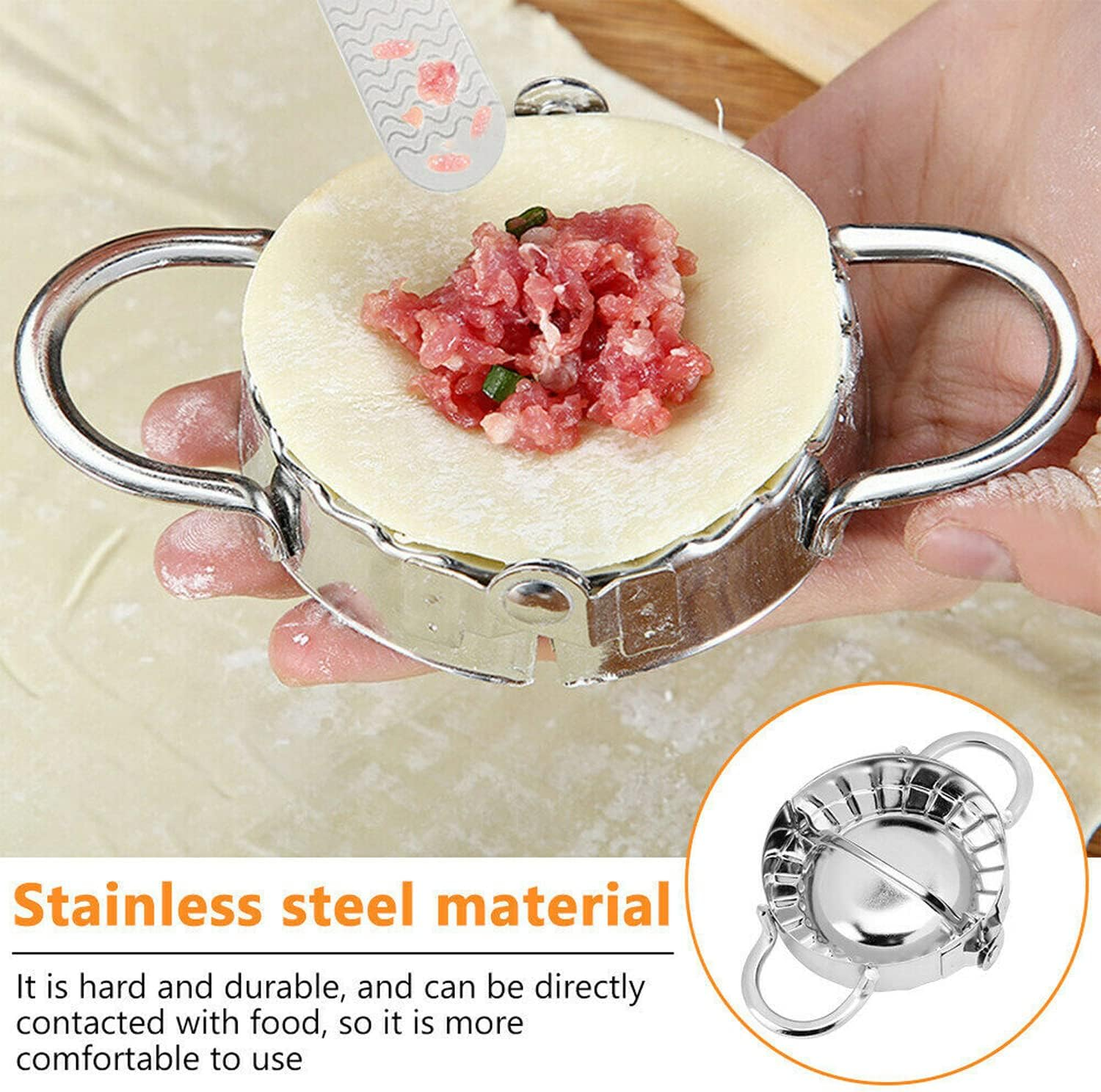 10Pcs Dumpling Maker- Stainless Steel Dumpling Press，Making Mold Mould Tool Dough Press Cutter Empanada Press Pie Ravioli Press Dumpling Wrappers Mold