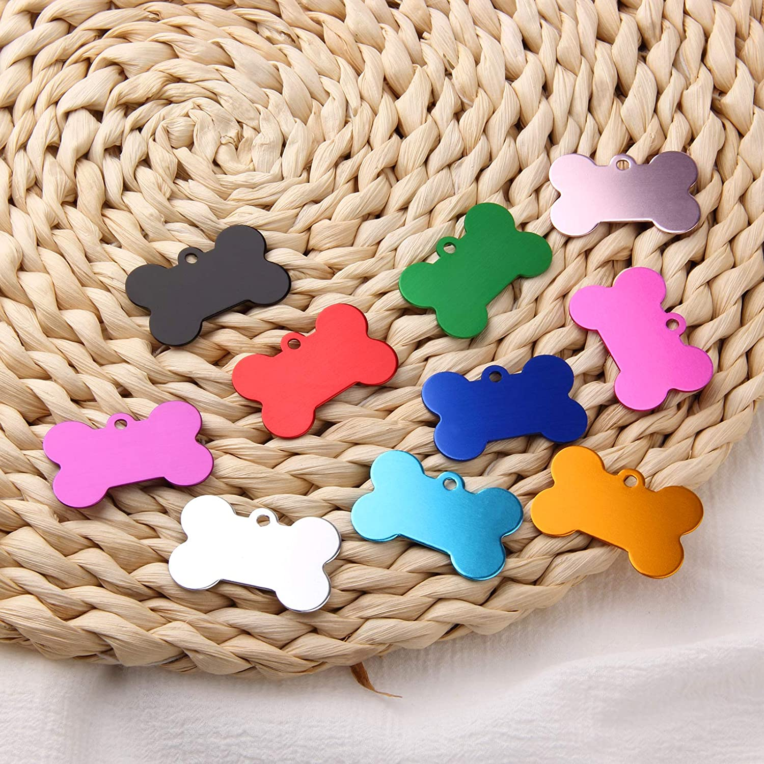 30 PCS Blank Dog Tags，Pet ID Tag Bone Shape, Aluminum Alloy for Dogs and Cats Pet ID Tag(38Mm) image number 1