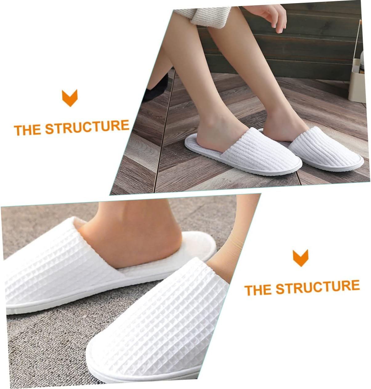 Outanaya Disposable Non-Slip Coral Fleece Spa Slippers 5 Pairs for Hotel Guest Use and Home Visitors, Lightweight Travel and Indoor Footwear Anti-Skid Sole image number 1