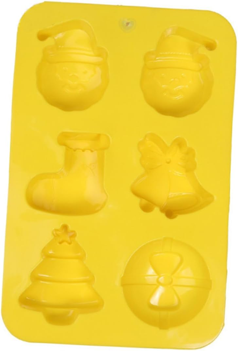 Amosfun 2Pcs Cavity Christmas Theme Silicone Mold DIY Fondant Suger Cookie Mould Cake Decoration Kitchen Baking Tool for Christmas Crafts and Cookies Random Color