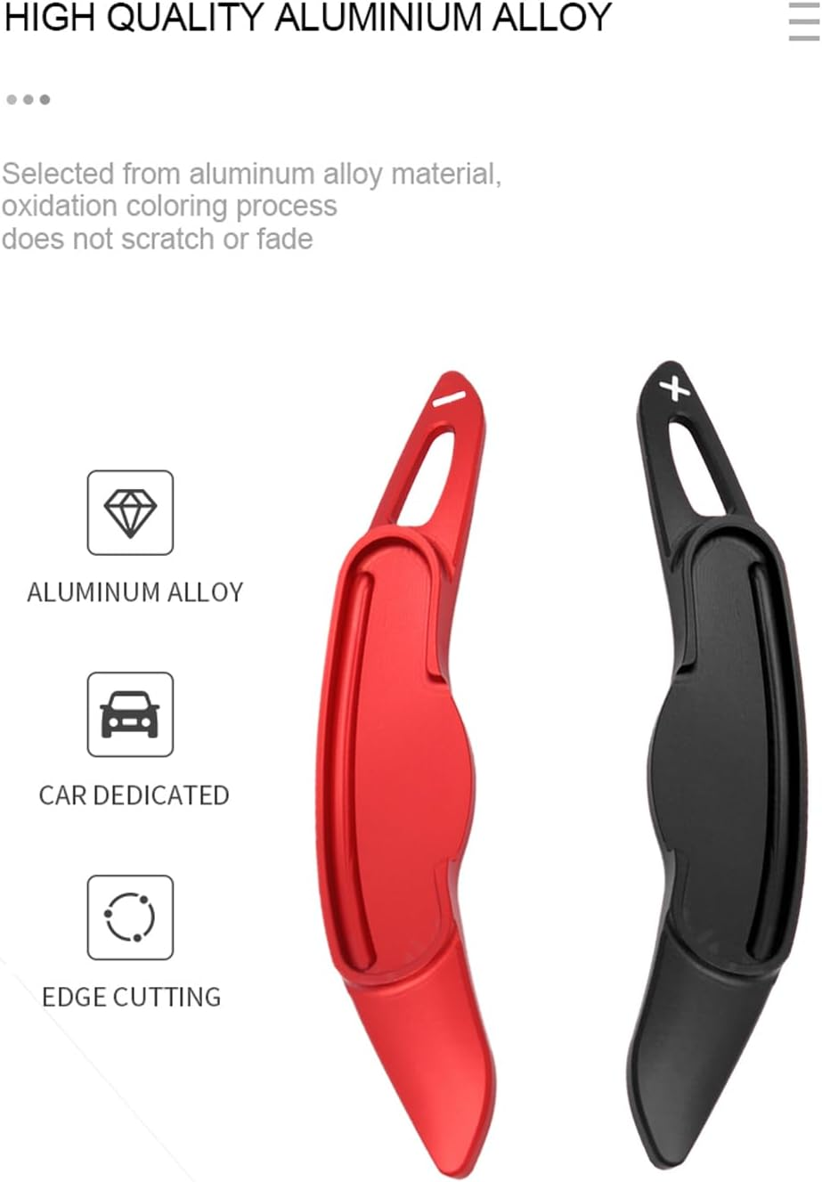 HIBEYO Paddle Shifter Extensions for BMW Mini MK3 F54 F55 F56 F57 F60 Cooper Metal Steering Wheel Paddle Shifter Trim Cover Interior Decoration Accessories Aluminum Alloy-Red - Black image number 2