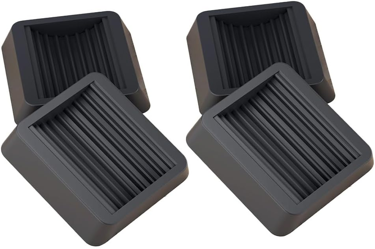 Non-Slip Rubber Caster Cups - Anti-Skid Furniture Pads for Bed, Couch, Table & Chair - Furniture Grippers & Floor Protectors - 4 Pack, Black image number 5