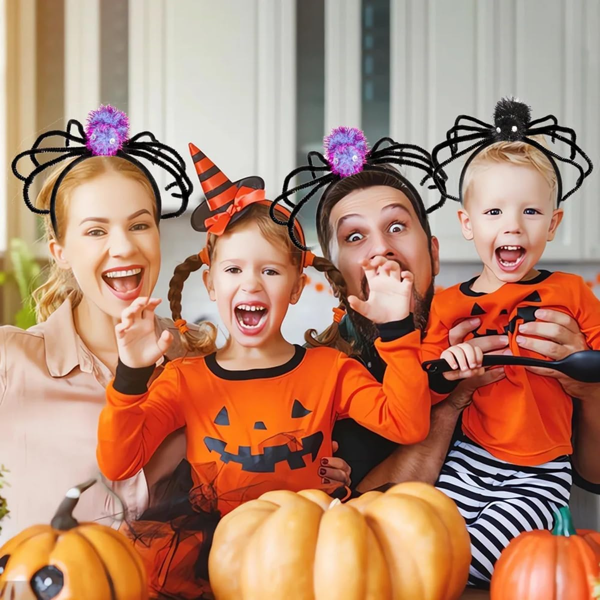 Spider Headpiece Halloween Headbands Cosplay Accessories Party Decorations Spooky Scary Creative Performances(Black、Purple) image number 1