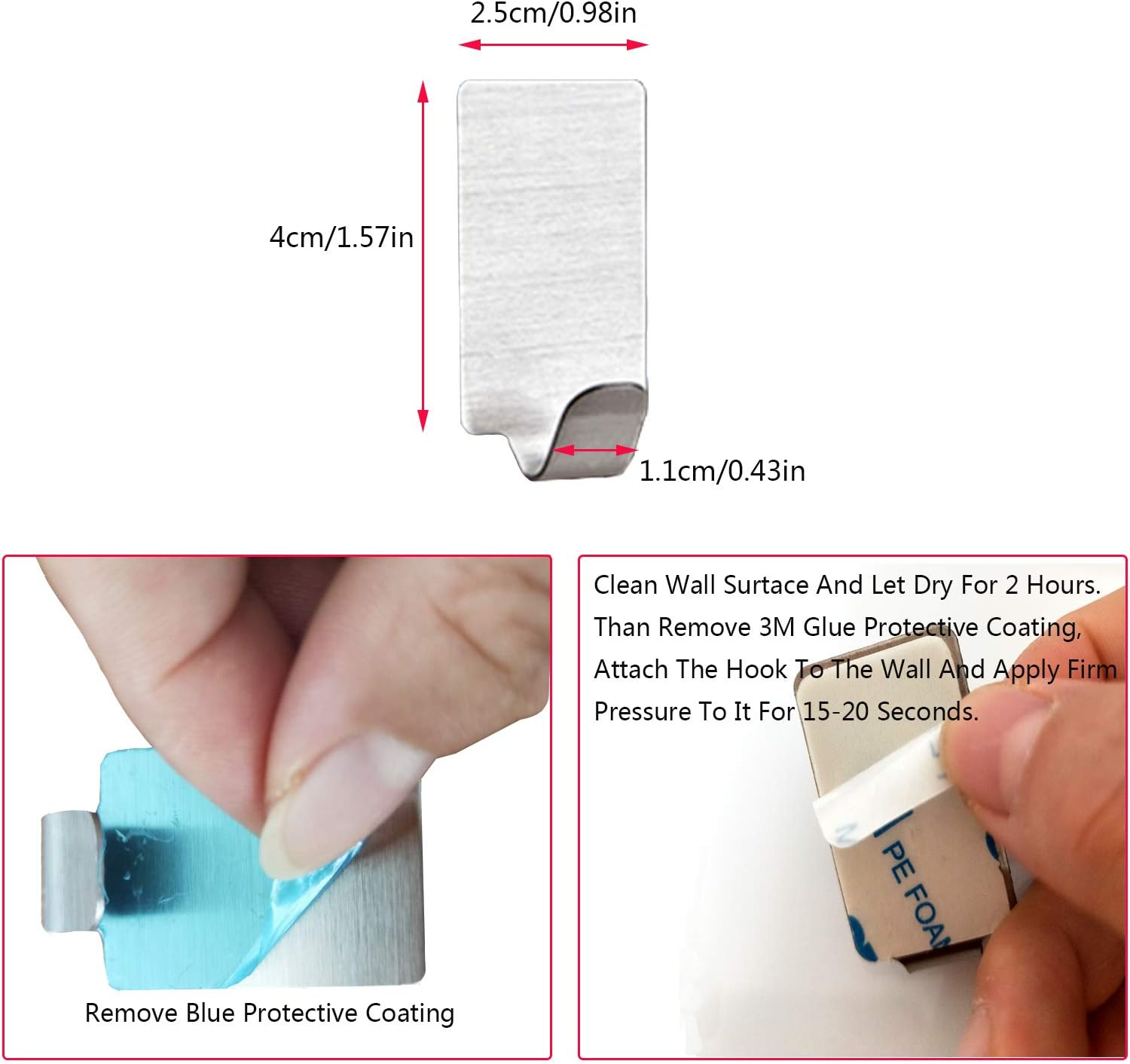 Xoyo 2-Pack Fogless Shower Mirror, Frameless, Rectangular, Stainless Steel, Adhesive Mount, 11" X 7.48" (Large), 6" X 4" (Small), 2.7 Oz, 2 Pack image number 5