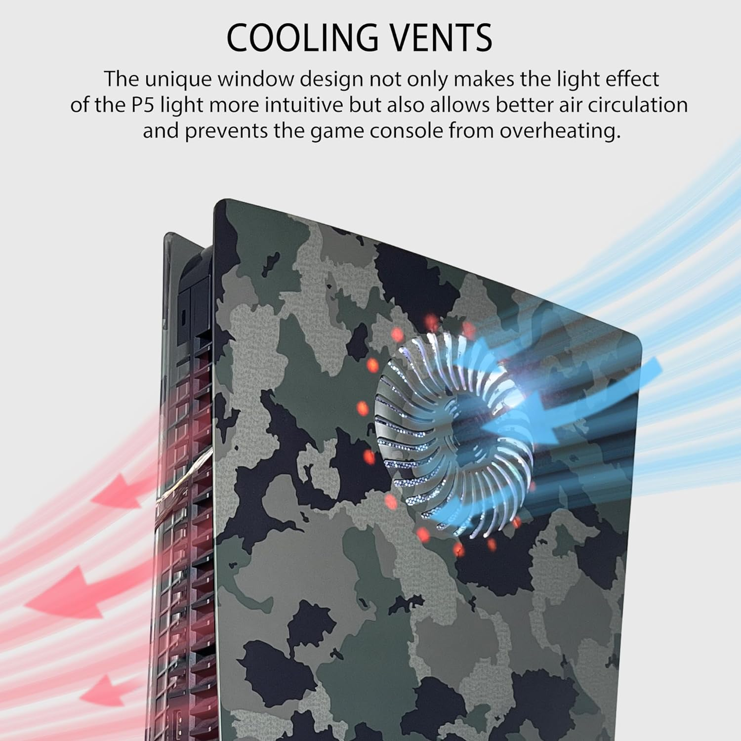 Faceplate with RGB Light Strip and Dust Filter for Cooling Vents DOBEWINGDELOU 400+ Effects LED Light Ring Console Cover for Disc Edition DIY Decoration Kit Accessories Camo Green image number 2