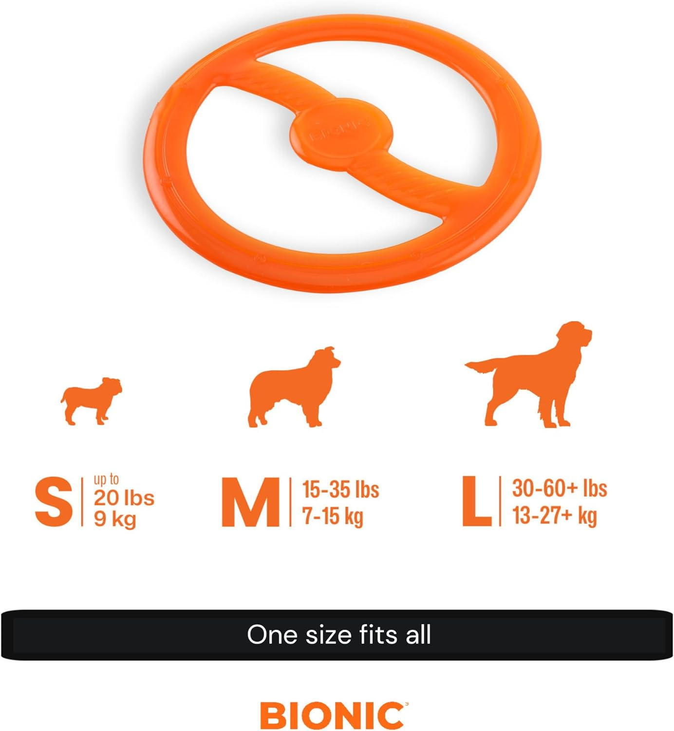 Bionic Toss-N-Tug Ring Dog Toy, Orange image number 6