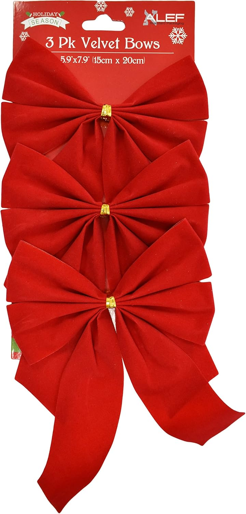 Red Velvet Festive Holiday Christmas Bows - Perfect as Tree Ornaments - Tree Filler - Decorative Ornaments - Perfect for Preparing for the Holidays! Set of 2 Total 6 Count