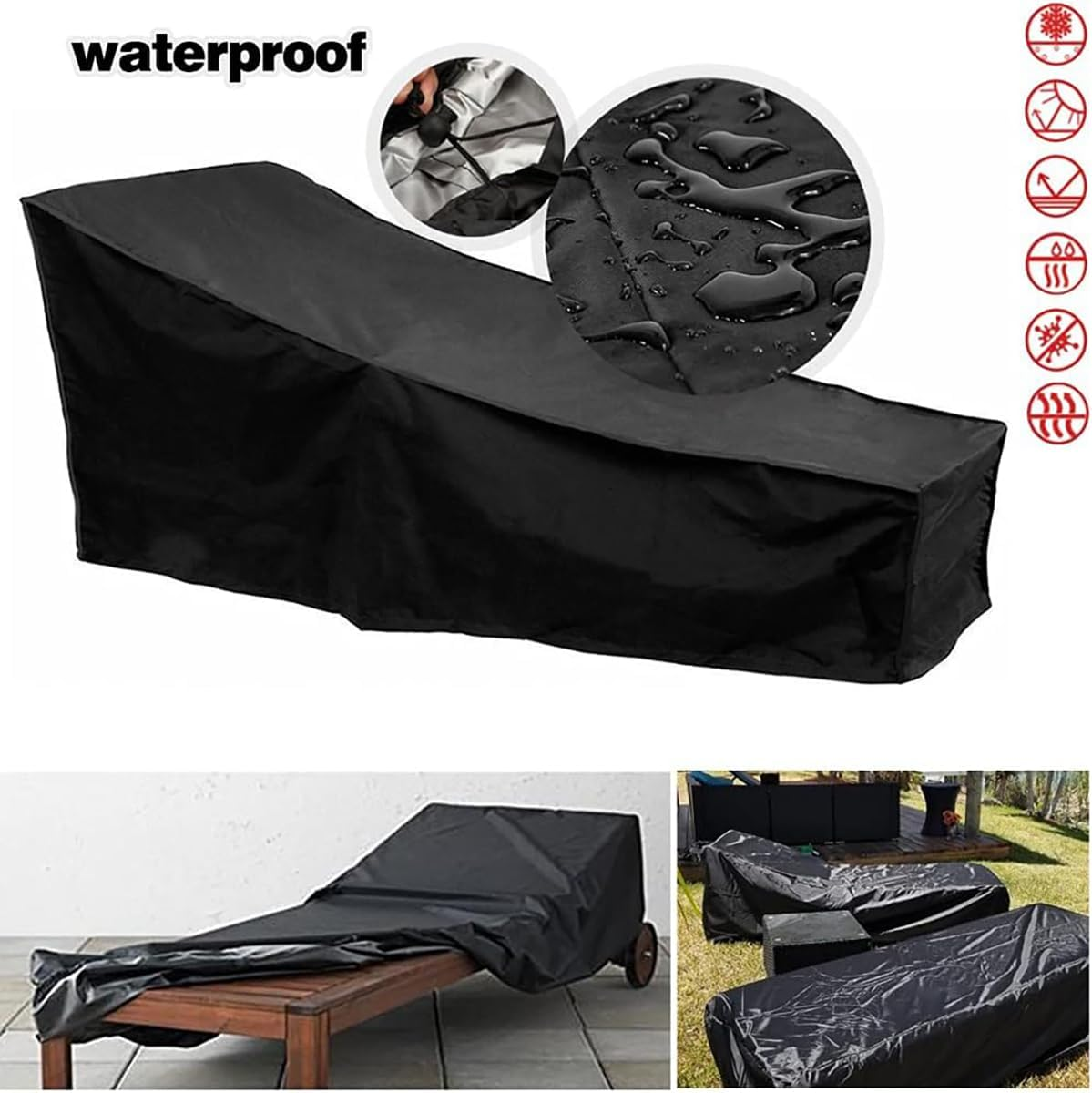 Sagasave Sun Lounger Cover - Waterproof, Heavy Duty, Windproof, Anti-Uv - Oxford Fabric Garden Furniture Cover (210X75X40X80Cm) image number 5
