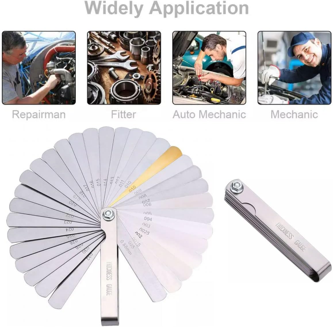 32 Blade Feeler Gauge Dual Marked Mm/Inch Thickness Gap Metric Filler Tool-Accurate Metric & Inch Measurements, Precision Gap Thickness for Automotive & Mechanical Use, Suitable for Honda and Other Vehicles image number 5