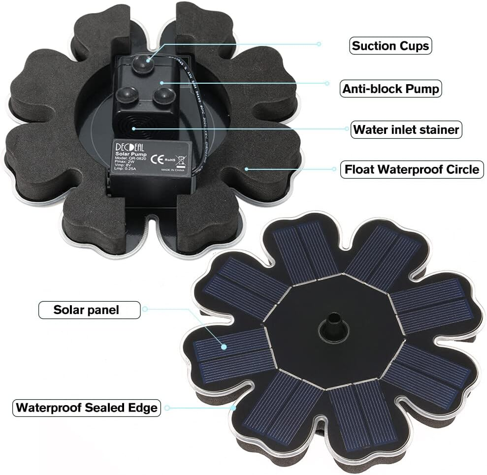 Solar Power Pump Rose Bird Bath Fountain Pump 2W Standing Floating Brushless Watering Submersible Pump for Outdoor Birdbath Garden Pond Pool image number 1