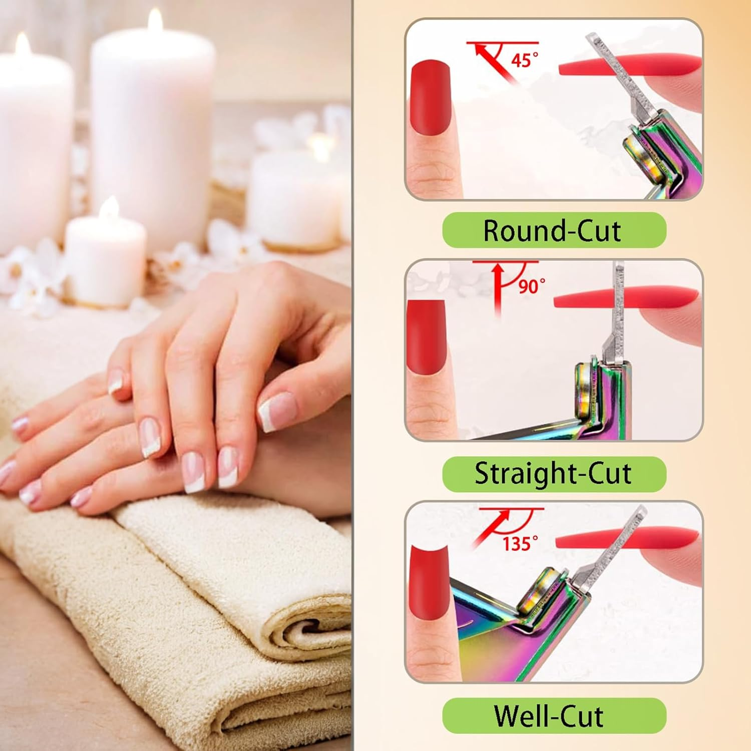 Rainbow Stainless Steel Nail Clippers for Acrylic Nails - Professional Cutter Trimmer Tool for Salon & Home Manicure - Adjustable & Durable - Enhance Your Nail Art Experience! image number 1