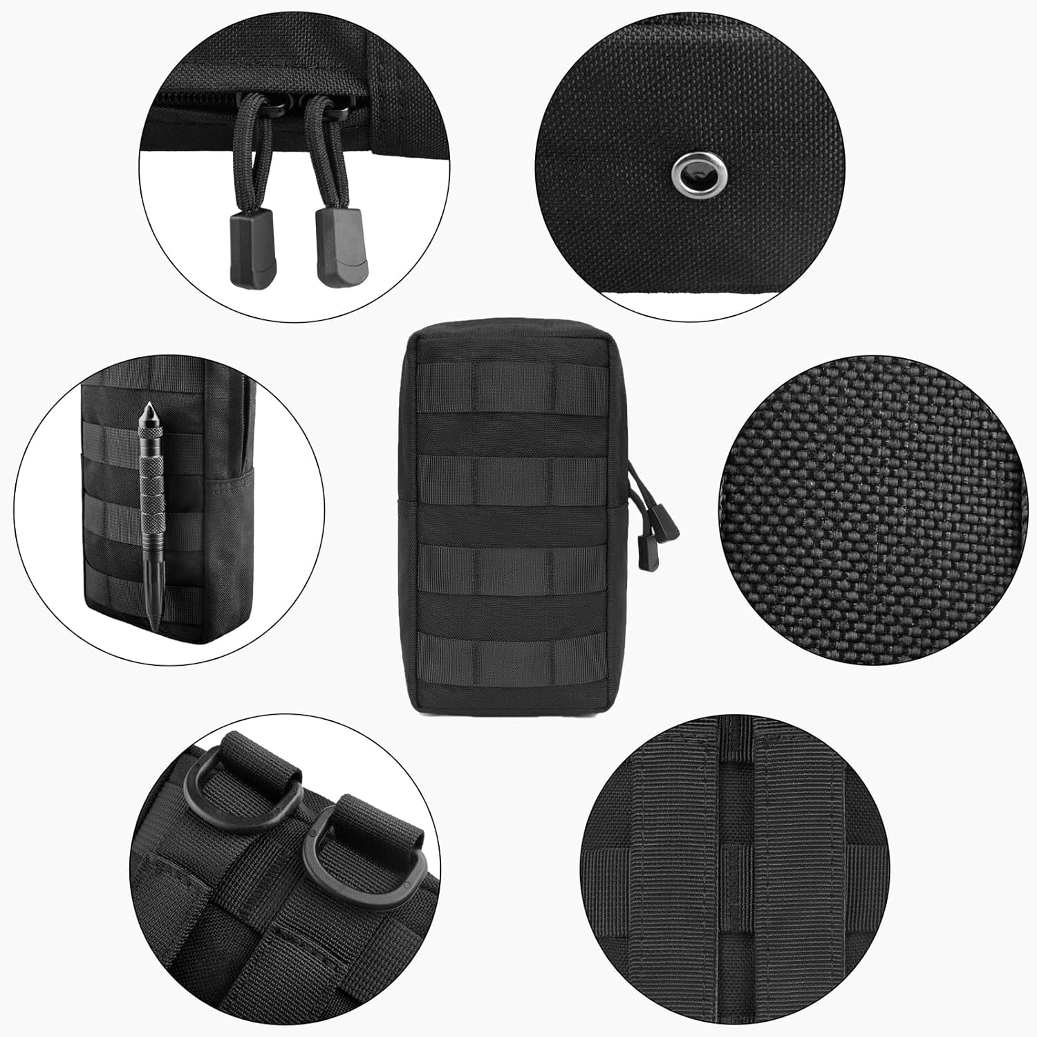 TRIWONDER Tactical Pouch Molle Pouches EDC Utility Pouch Bags Tool Pouch Waist Bag Outdoor Accessory Bag for Military Backpack Storage Bag - 02 Black - 2 Pack image number 5