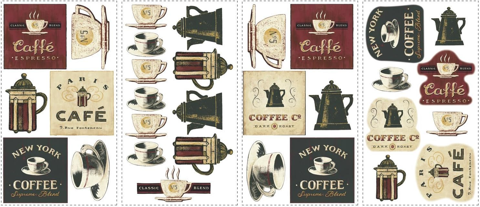 Roommates RMK1254SCS Coffee House Peel and Stick Wall Decals 10 Inch X 18 Inch image number 3