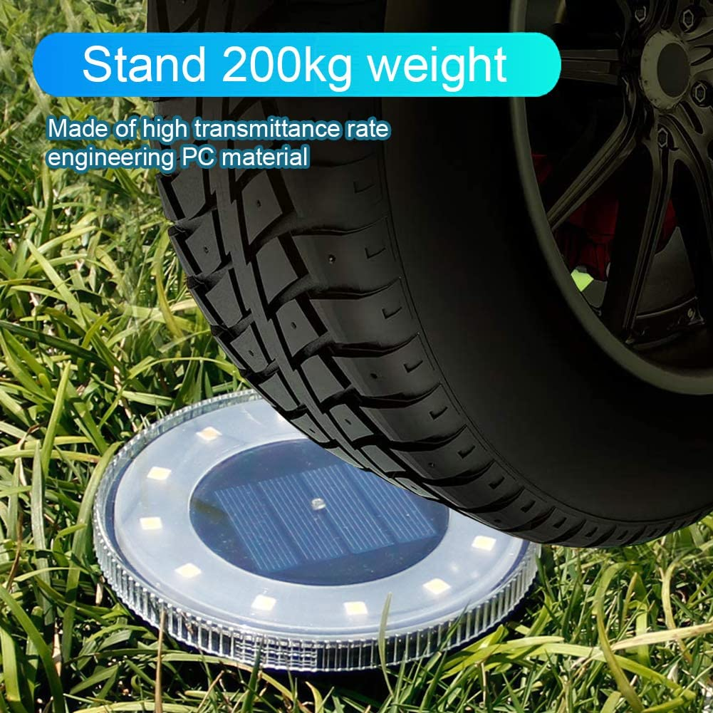 Outdoor Solar Light Ground 4Pcs 12 Leds Disk Lamp Wireless Waterproof for Path Gargen Landscape Lighting with 4 Spike (Warm Light) image number 5