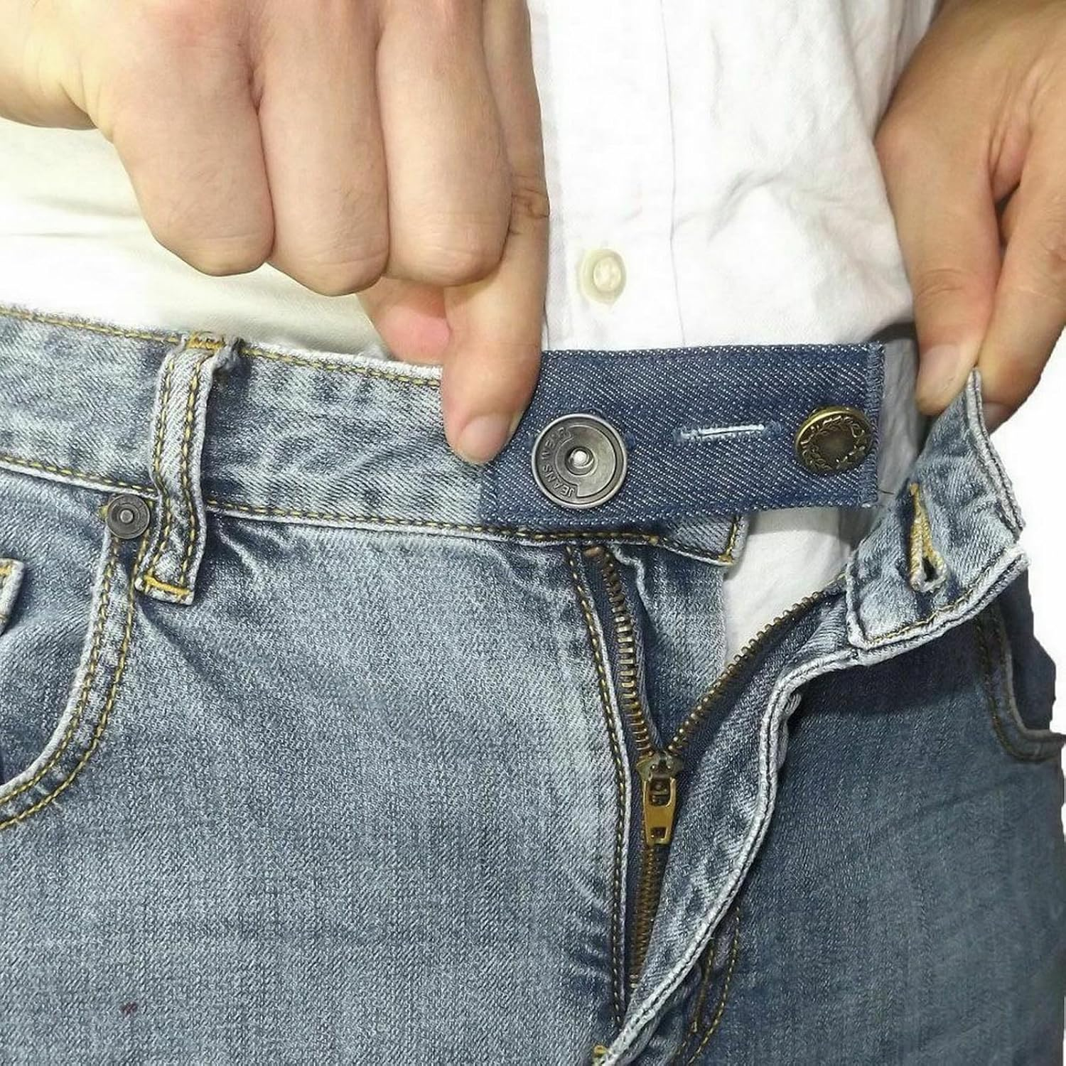 VANANA 4PCS Set Denim Waistband Button Extender Metal Buttons for Jeans Pants Skirt Comfy Waist Expander image number 4