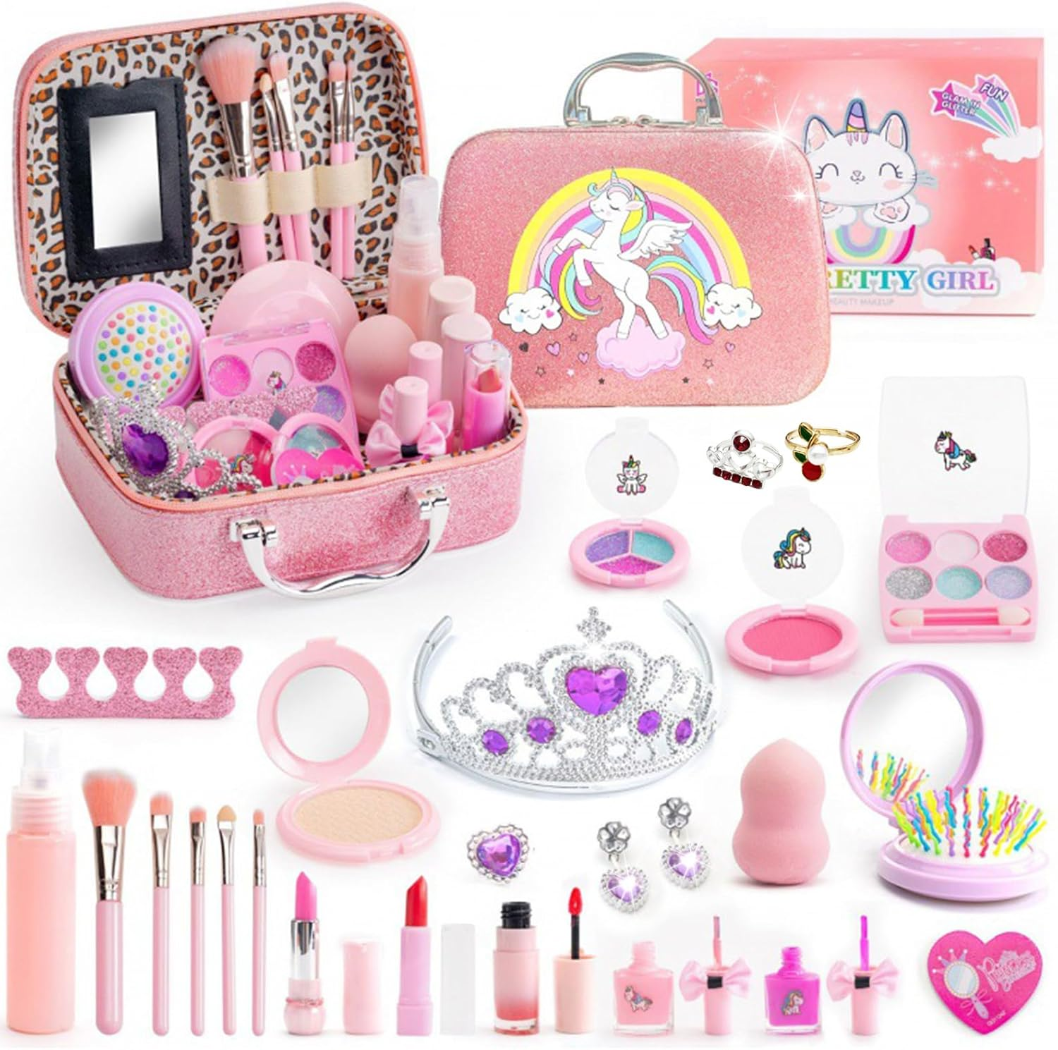 Kids Washable Makeup Girls Toys, Girls Makeup Kit for Kids Make up Set Real Makeup for Kid Little Girls Toddlers Children Princess Christmas Birthday Gifts Toys for 3 4 5 6 7 8 9 10 Year Old (Unicorn) image number 3