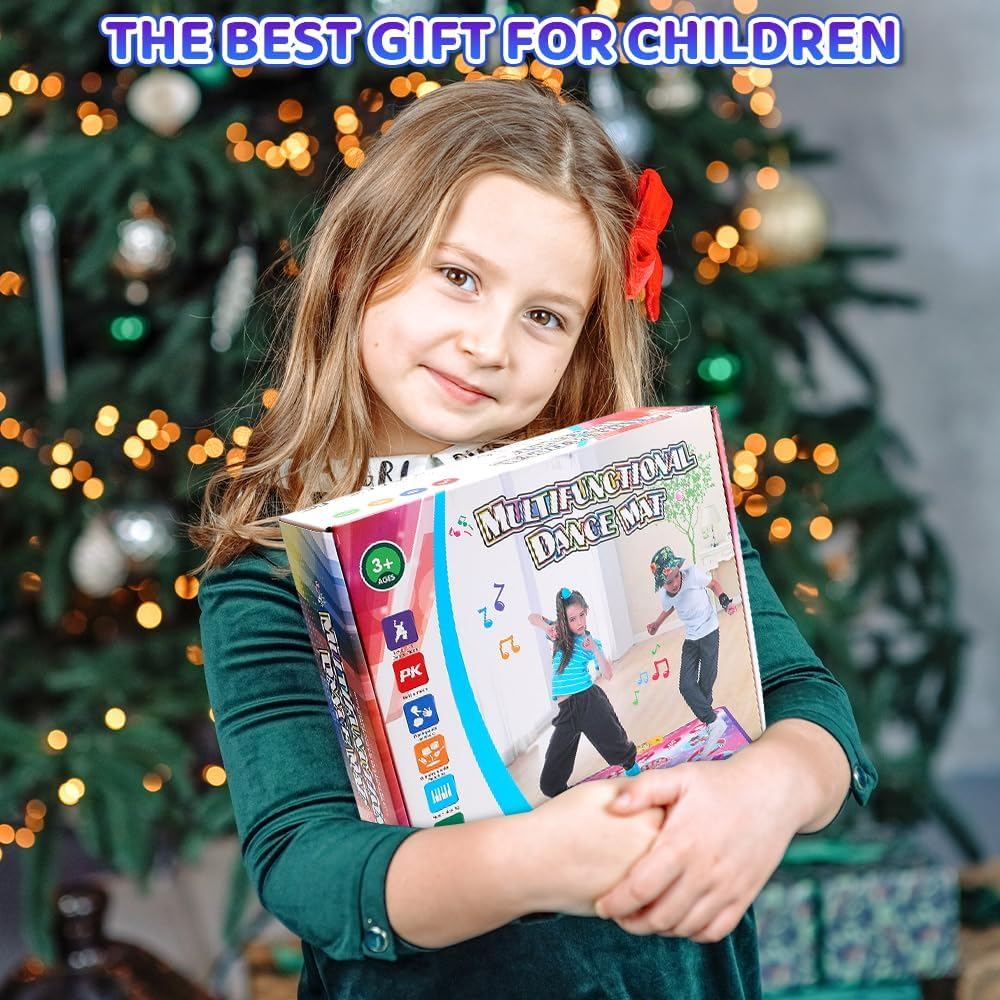 AUTOWT Musical Mat for Kids - Princess Themed Dance Play Mat, Educational Learning Musical Sensory Toys - Girls Birthday Gifts (Blue)