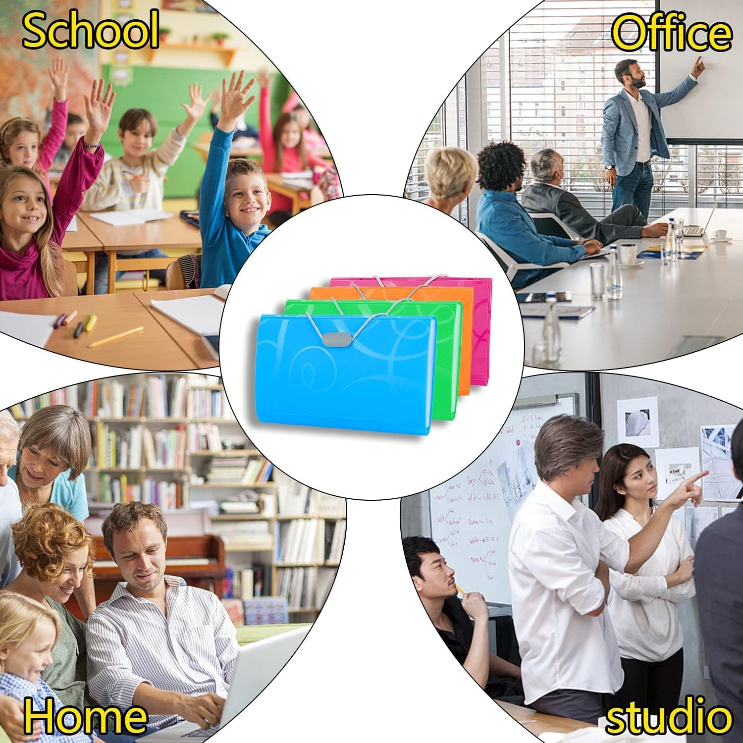 3Pcs A6 Plastic File Organizer Wallet Mini Expanding File Folder,13 Pockets Accordion File Mini Organizer Wallet,Expanding File Document Storage Wallet,Expanding File Organiser Accordion Folder image number 4