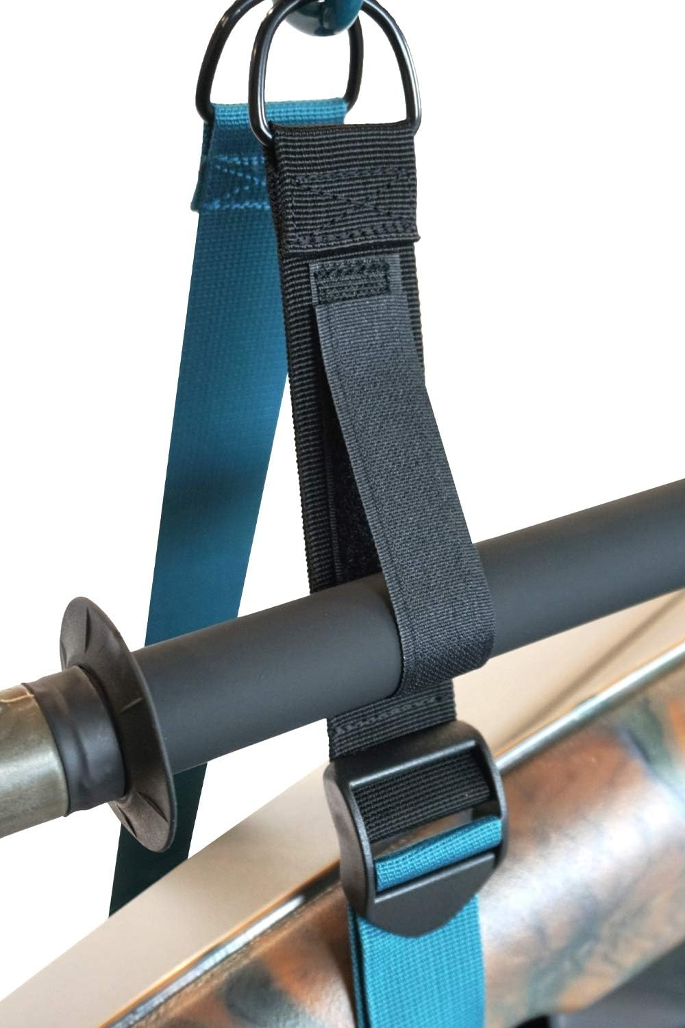 Double Kayak Storage Strap System - for Indoor and Outdoor Kayak & SUP Paddle Board Hangers - Comes with Paddle Clips - PS1954, Black; Turquoise image number 3