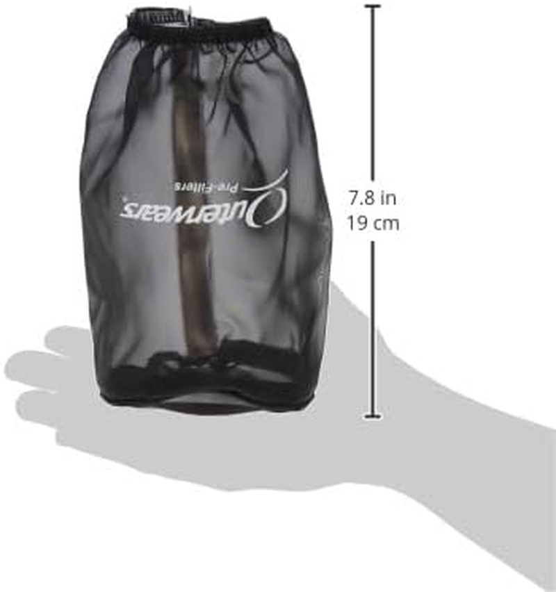 Outerwears Air Filter Wrap, Pre Filter, Round, 3.5 in Diameter, 6 in Tall, Top, Outerwears Logo, Polyester, Black, Each