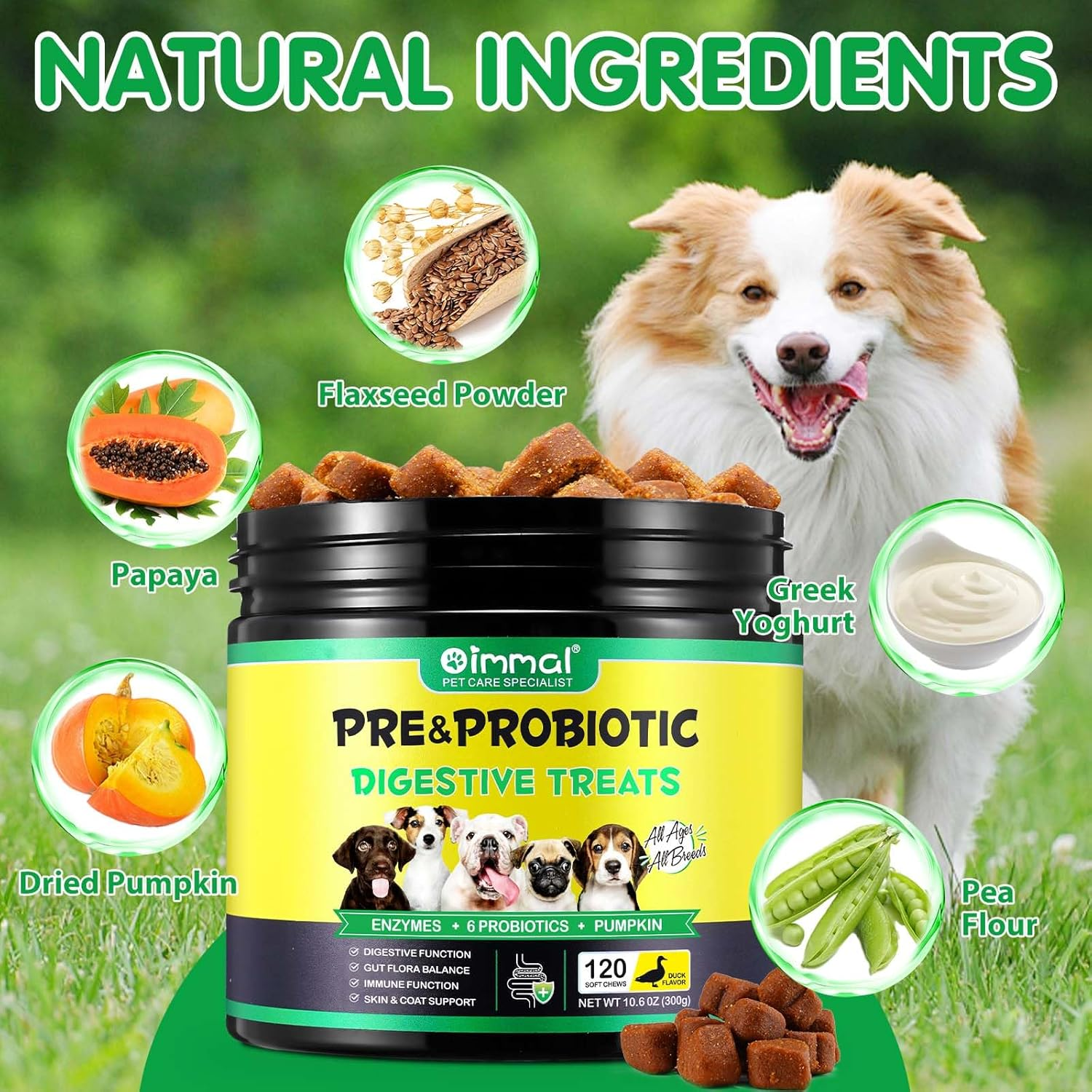 Probiotics for Dogs, Supports Gut Health, Itchy Skin, Allergies, Yeast Balance, Immunity, Probiotics and Digestive Enzymes for Small, Medium and Large Dogs, 120 Chewy Snacks, image number 6