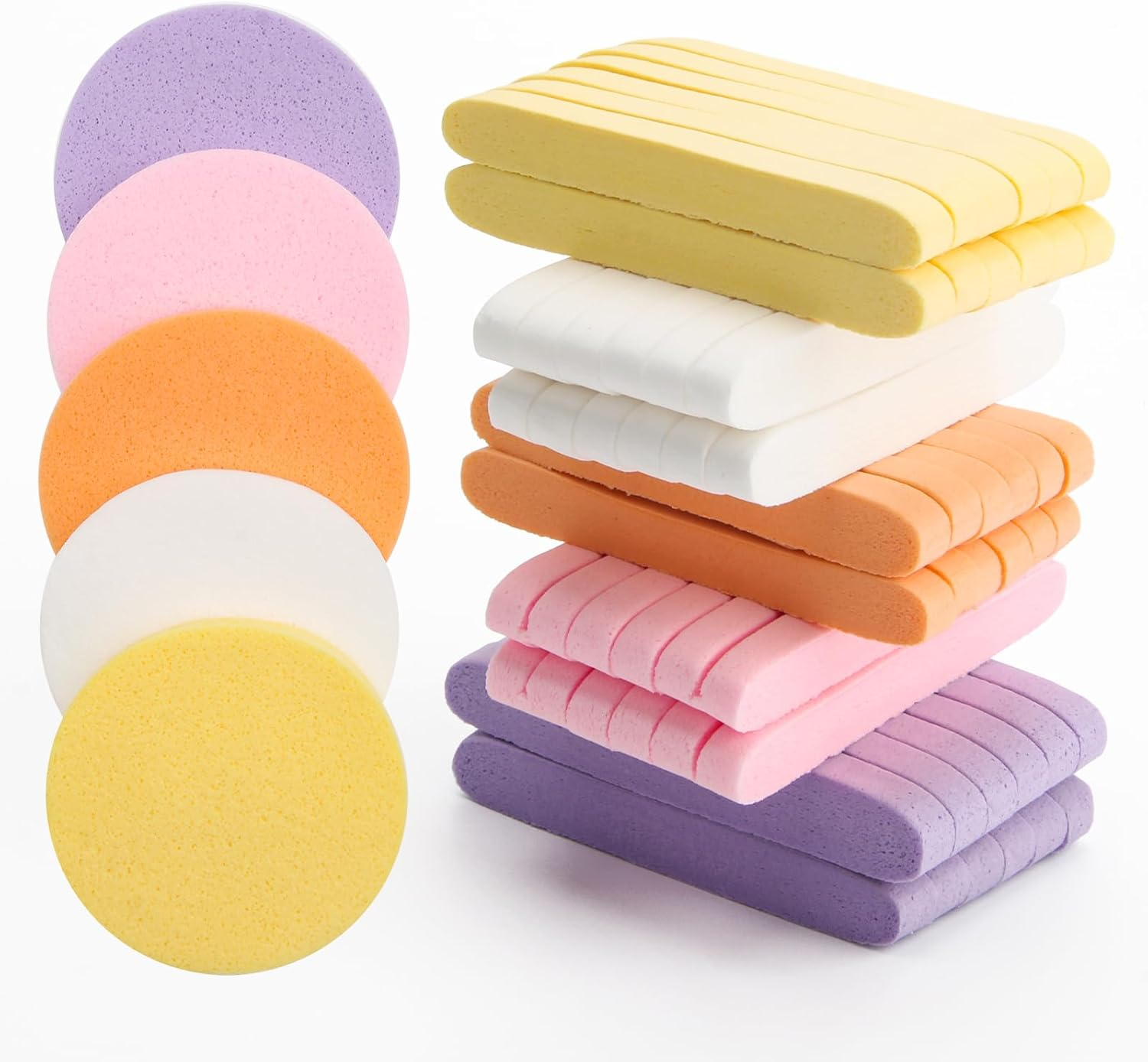 120 Pcs Facial Sponge Compressed, Luxiv Face Cleansing Sponge Estheticians Compressed Makeup Facial Sponge round Wash Face Sponges for Women Compress Exfoliating Removal Sponge (Pink+Yellow)