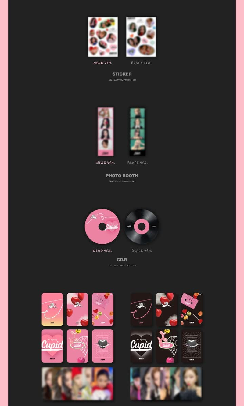 FIFTY FIFTY the Beginning : Cupid 1St Single Album Random Version Cd+1P Folding Poster on Pack+98P Photobook+1Ea Sticker+1Ea Photobooth+2P Photocard+1P Large Photocard+1Ea Seal+Tracking Sealed image number 3