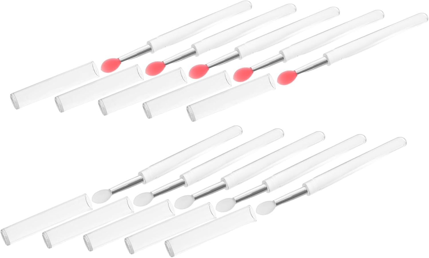 10Pcs Manicure Transparent Silicone Rod Metallic Mirror Effect Sticks Nail Art Applicator Tools Metallic Mirror Effect Nail Applicator Glitter Applicator Kit Silica Gel image number 2