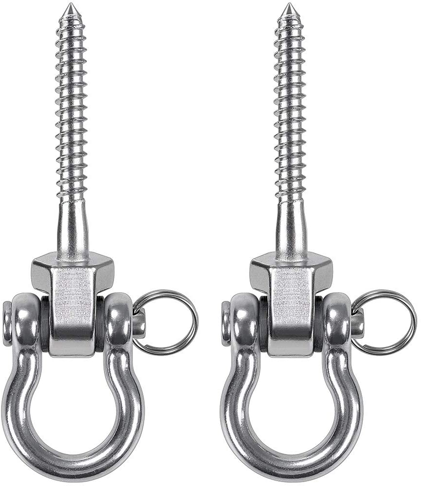 Besthouse Set of 2 Permanent Antirust Stainless Steel 304 Screw Bracket Heavy Duty Swing Hanger 1800LB Capacity, Indoor Outdoor Playground Yoga Hammock Chair Sandbag Punching Bag, Hardware Swing Sets image number 1