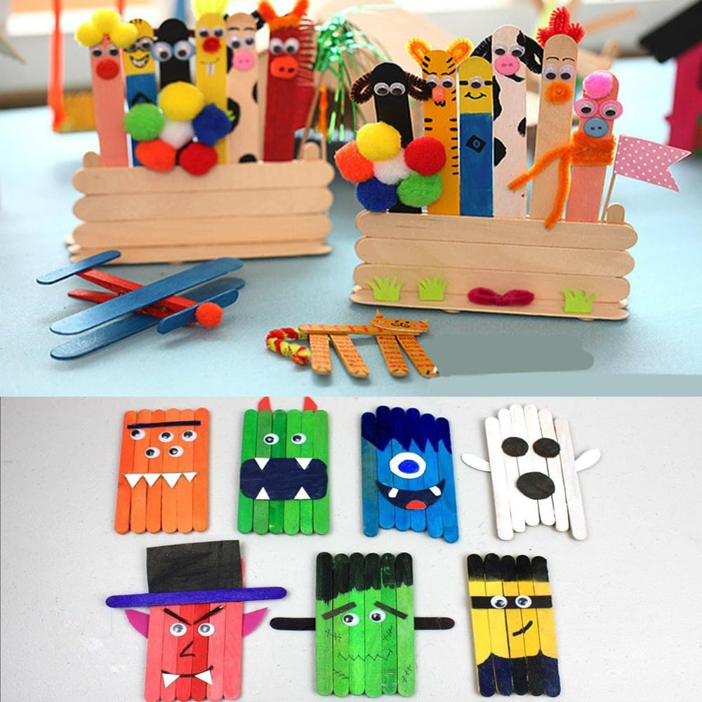 300Pcs Popsicle Sticks, Betterjonny 11Cm Natural Wood Craft Sticks Long Ice Cream Sticks Waxing Sticks for Home School Arts,Craft Garden Label,Classroom Supplies image number 6