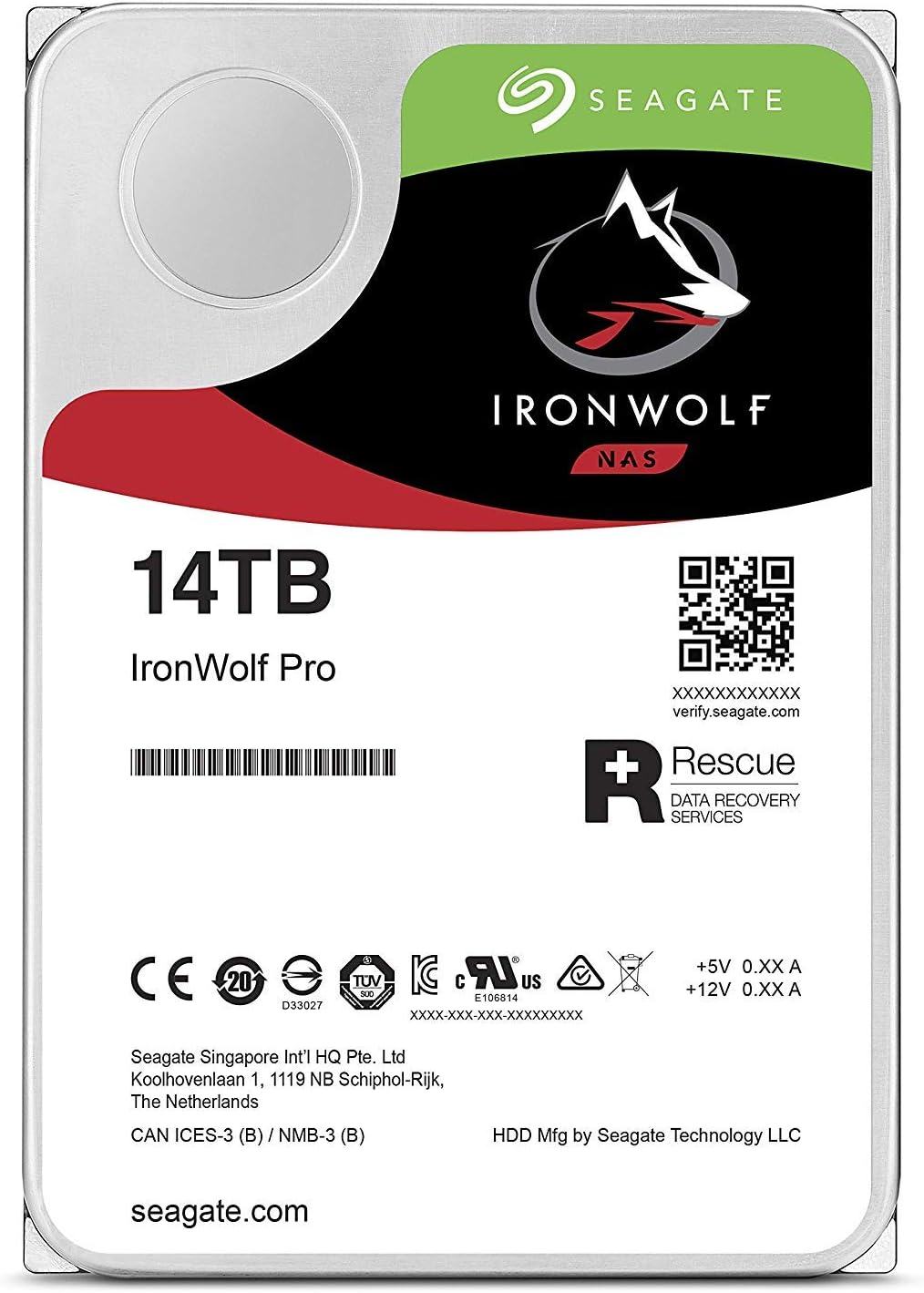 Seagate Ironwolf Pro 14 TB NAS RAID Internal Hard Drive - 7,200 RPM SATA 6 Gb/S 3.5-Inch (ST14000NE0008) image number 0