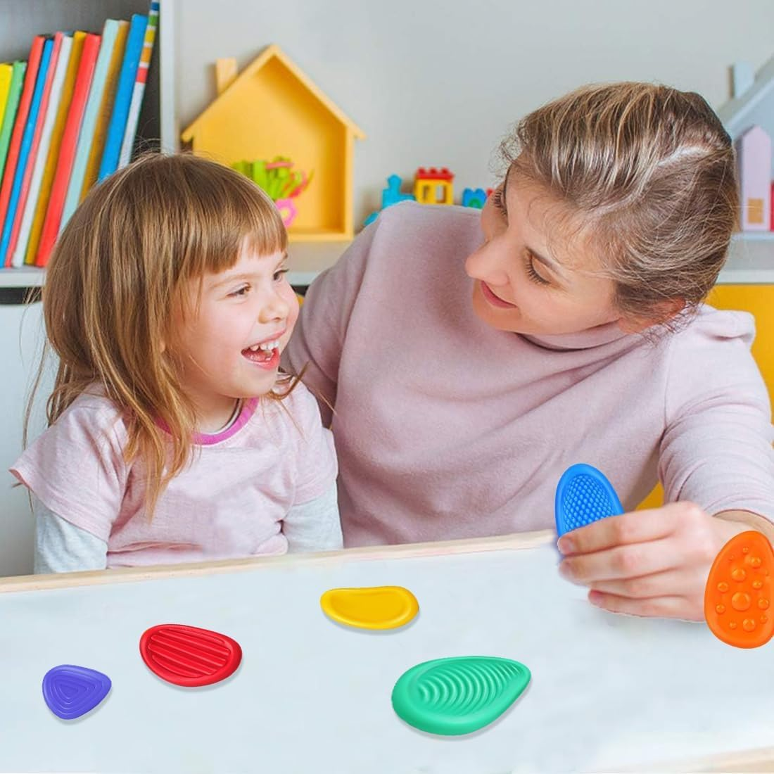 Fidget Toys Sensory Stone for Kids: 6 Pack Textured Soft Worry Stone for Autism Kids Calming - Fidget Stress Toys for Students Anxiety Relief - Small Prizes Fidget Toys