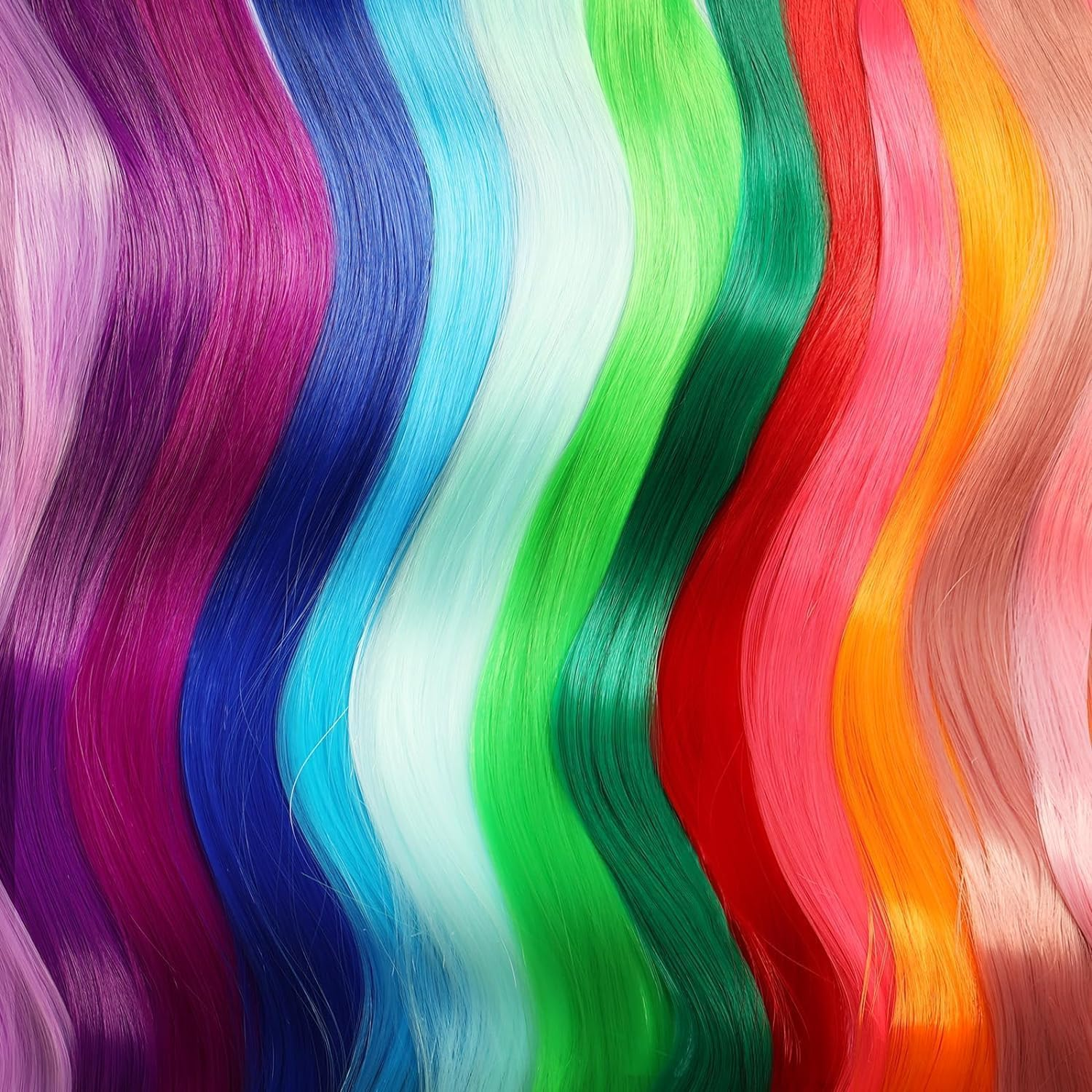 26Packs Color Hair Extensions Clip In, POIUNA 20Inch Rainbow Hair Extensions for Kids Clip in Hair Extension for Kids Girls Party Highlights Synthetic Hairpiece for Girls (13 Colors) image number 1