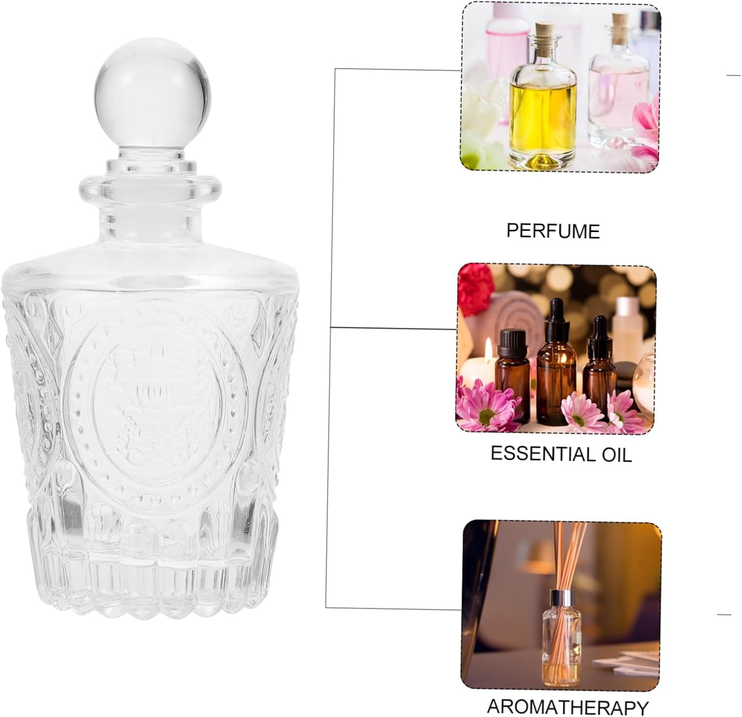 2Pcs Empty Refillable Aroma Bottle Glass Diffuser Bottles for Essential Oil for Car Aromatherapy and Home Scent Water - Transparent image number 6