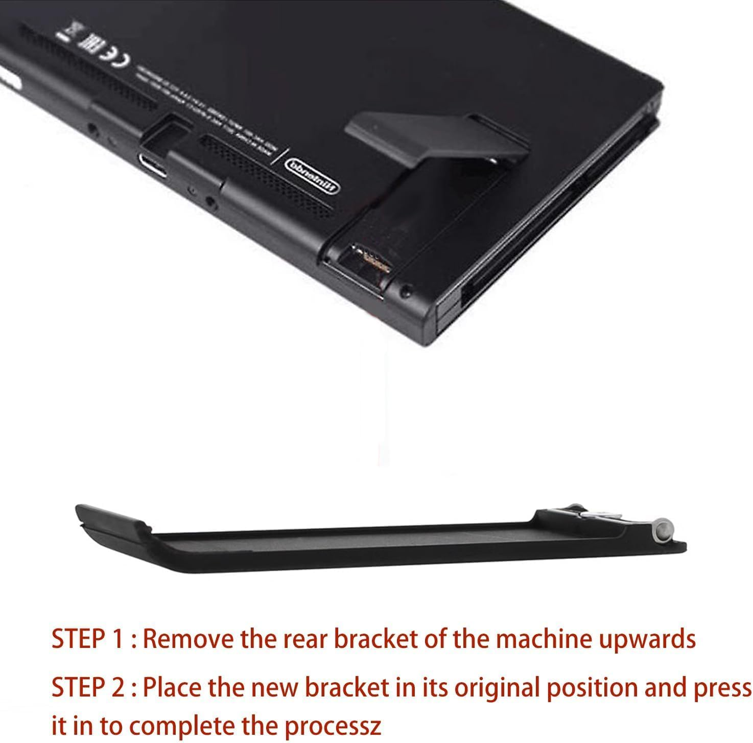 Switch Back Stand Replacement, 4Pcs Upgraded Durable Kickstand for Switch Console, anti Slip Stable Handheld Mode Support, Easy Installation Replacement Parts, Black image number 6