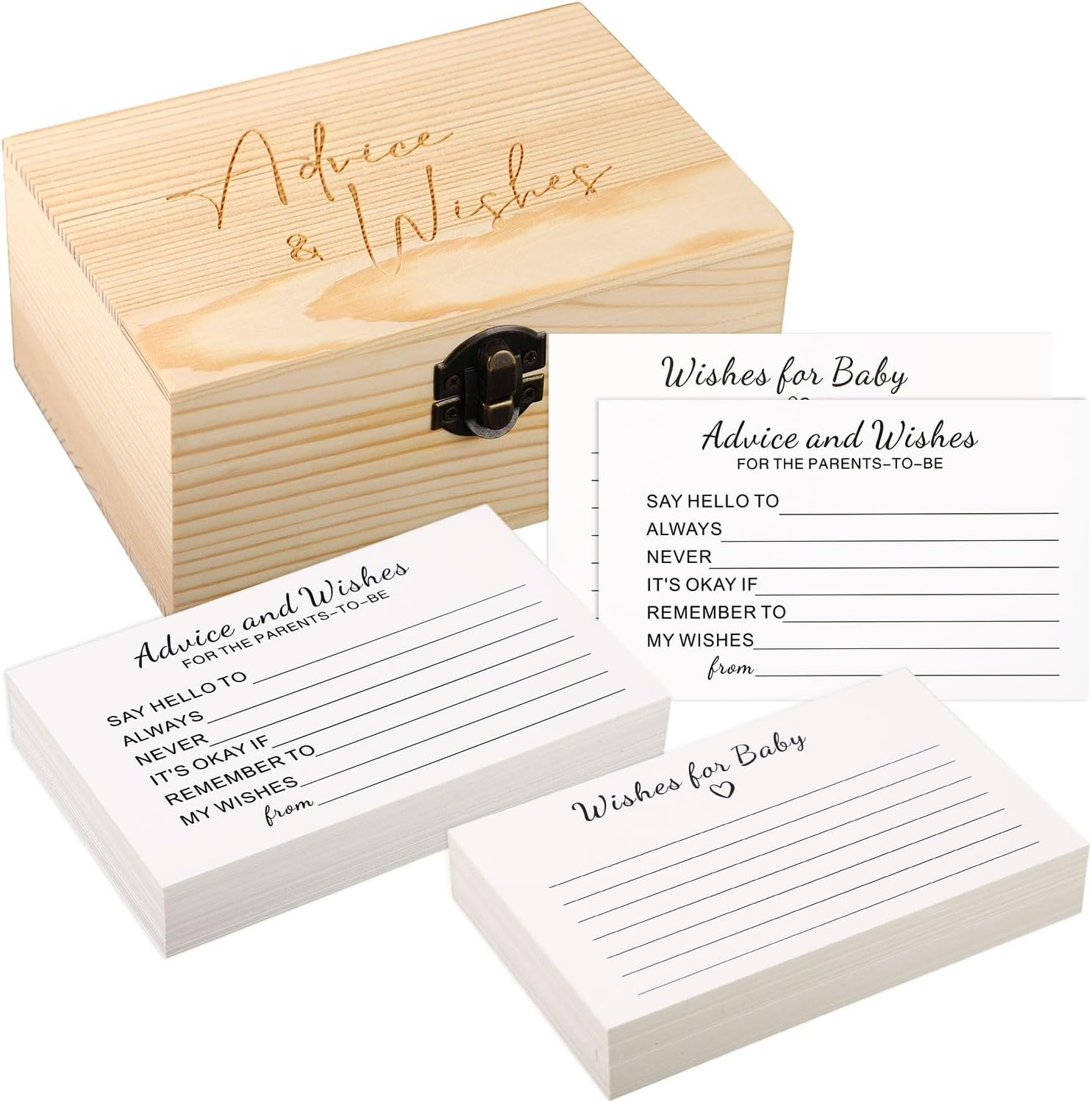 50Pcs Baby Shower Advice Cards with Wishes Box, Baby Prediction Cards Baby Shower Advice Cards Parents to Be, Box for Baby Shower Games Activities Decorations Guessing Game image number 5